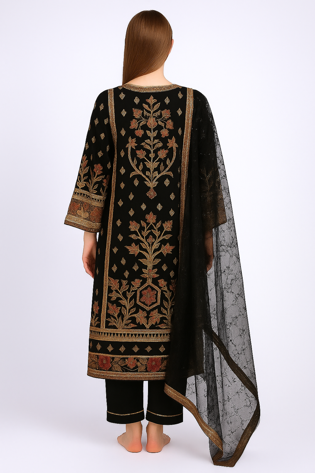 Silakaari Nimat Black-Multi Heavy Sequin Kundan Work Fancy Ready-Made Dress