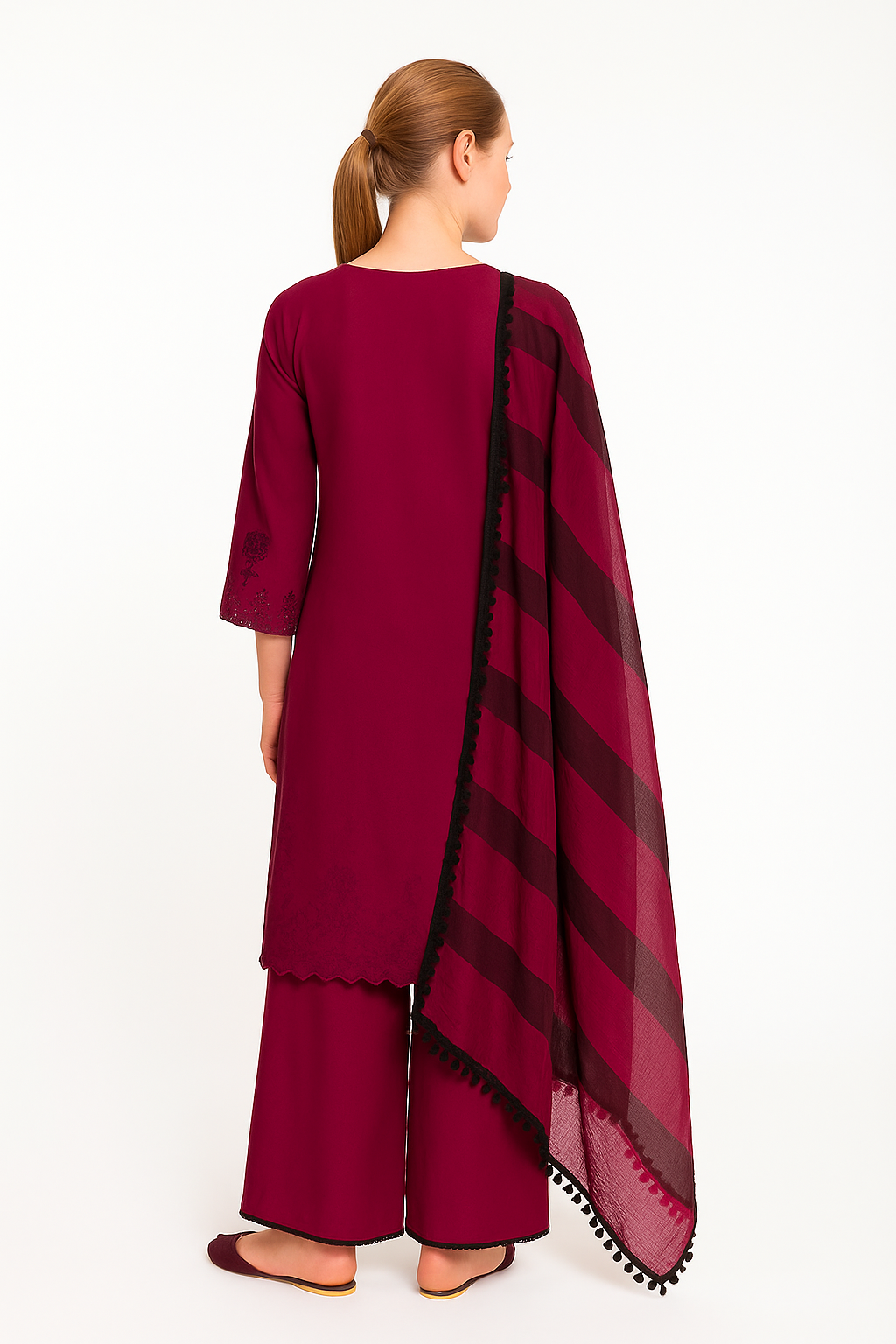 Silakaari Ehsaas Magenta Heavy Lacy Pure Lawn Sequin Embroidery Ready-Made Dress