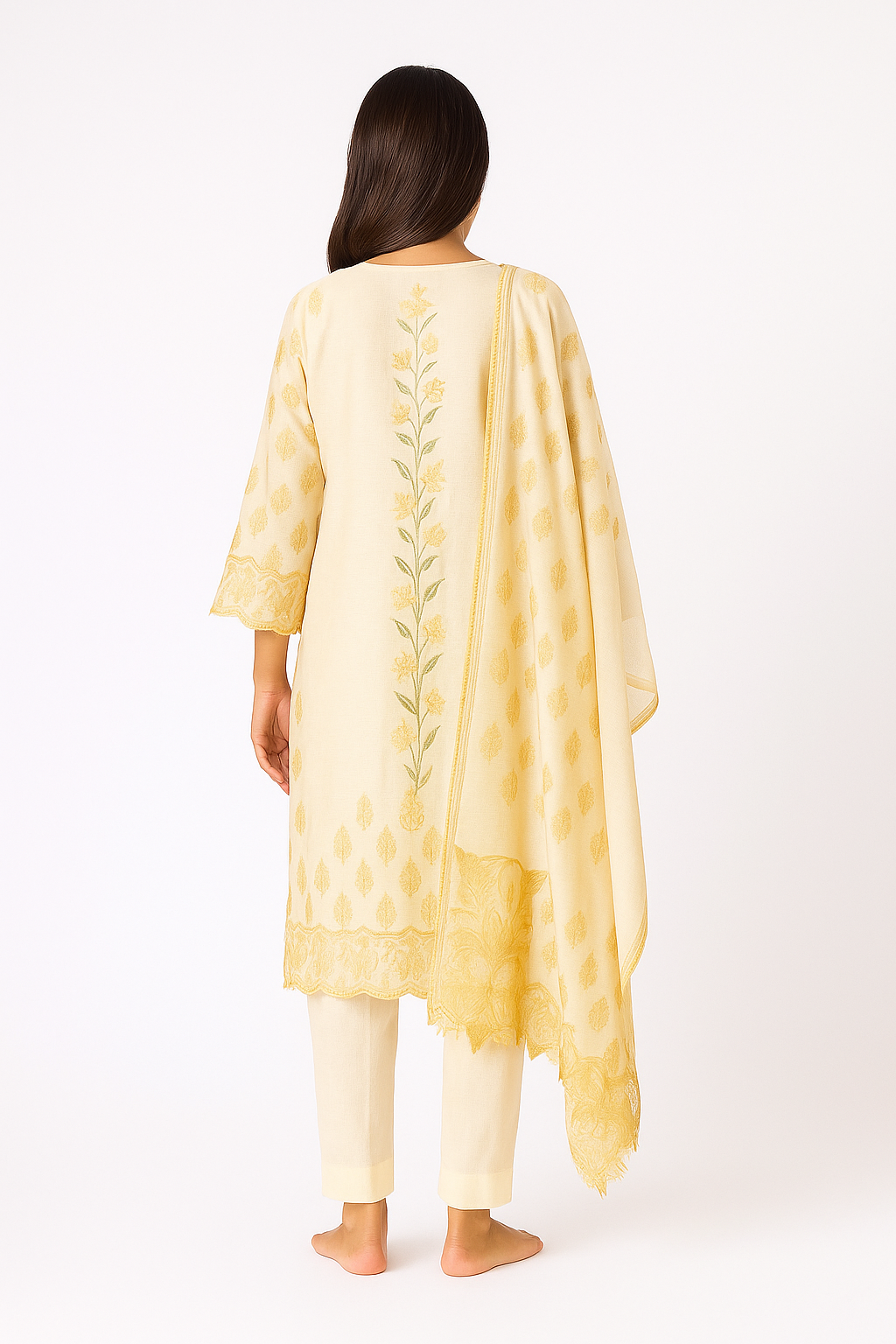 Silakaari Roomani Cream-Gold Heavy Organza Patch Fancy Dupatta Ready-Made Dress