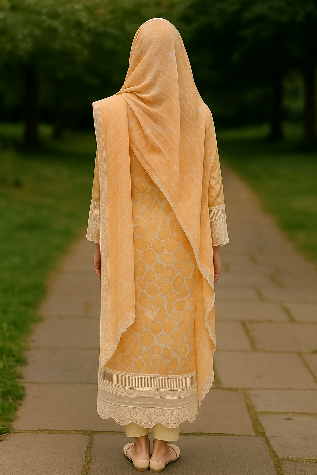Silakaari Women's Yellow Mirror Floral Lacy Front Designer Ready-made Dress