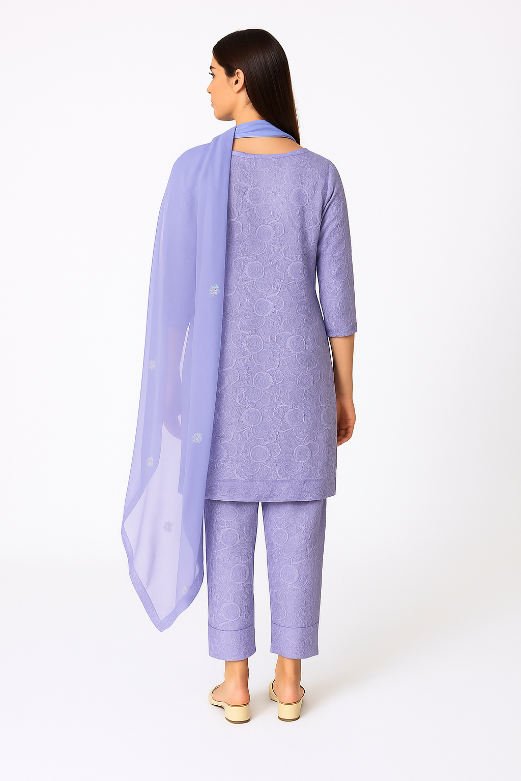 Silakaari Pashmina Parsi Work Pure Georgette Chikankari Premium Unstitched Dress Material