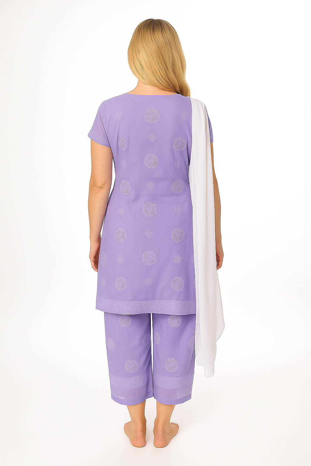 Silakaari Dharti Pure Organza Premium Fine Hand Work Lucknowi Unstitched Dress Material