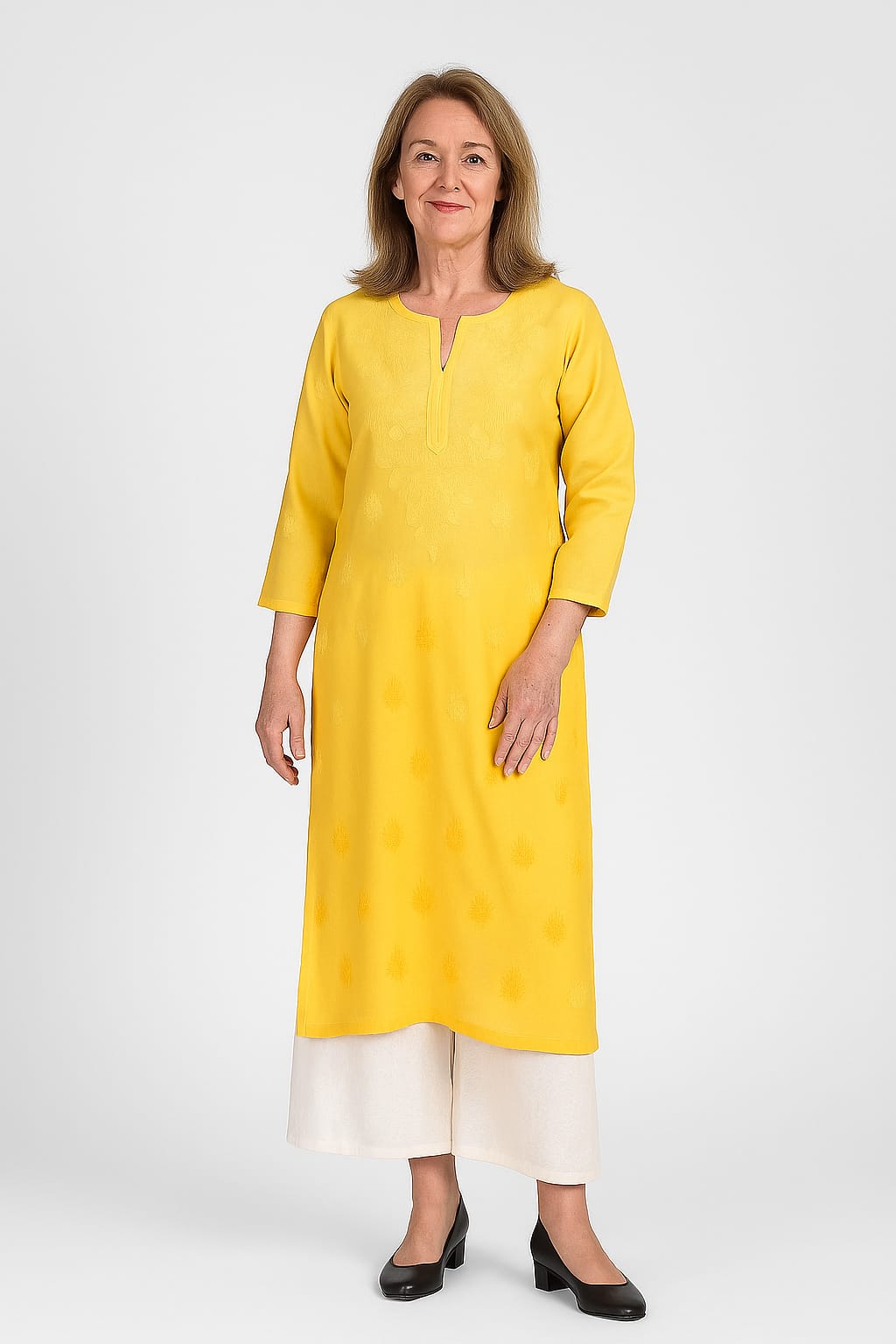 Silakaari women's Pure Viscose Self Thread Heavy Lucknowi Glance Long Kurti