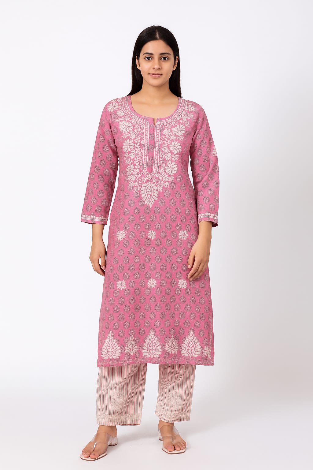 Silakaari Women's Pure Cotton Printed Lucknowi Kurti Pant Premium Set