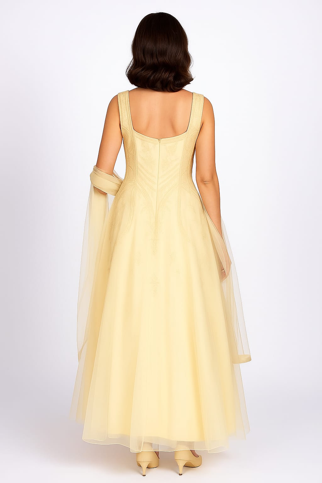 Silakaari Light Green Net Evening Gown with Pearls Sequins Diamond Embroidery