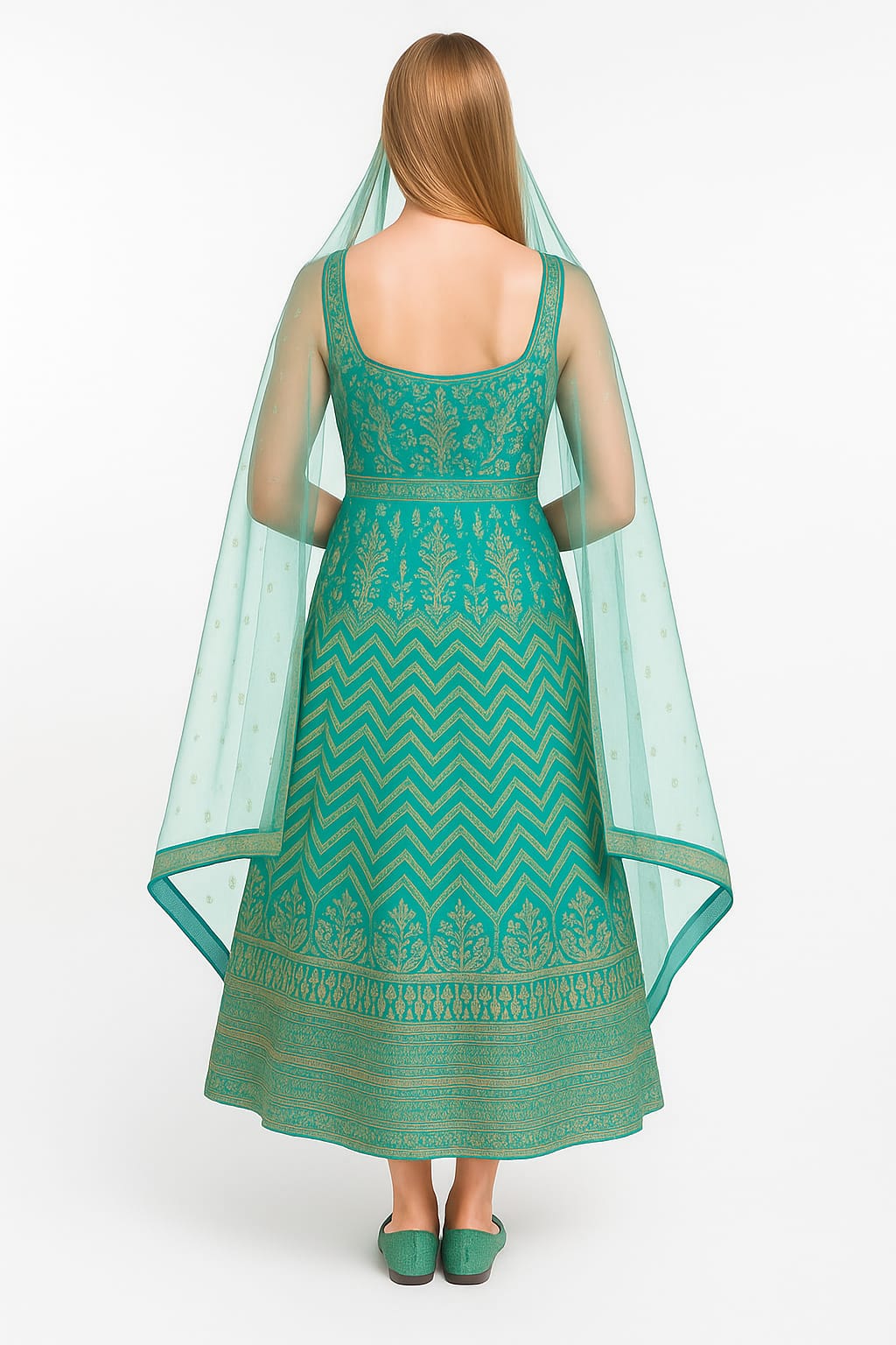 Silakaari Ferozi Zari Dimond Thread Work Net Party Wear Unstitched Lehenga Set
