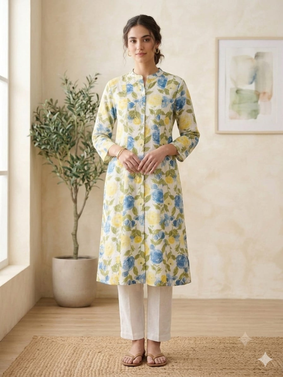 Silakaari Imara Floral Printed Cotton A-Line Kurti