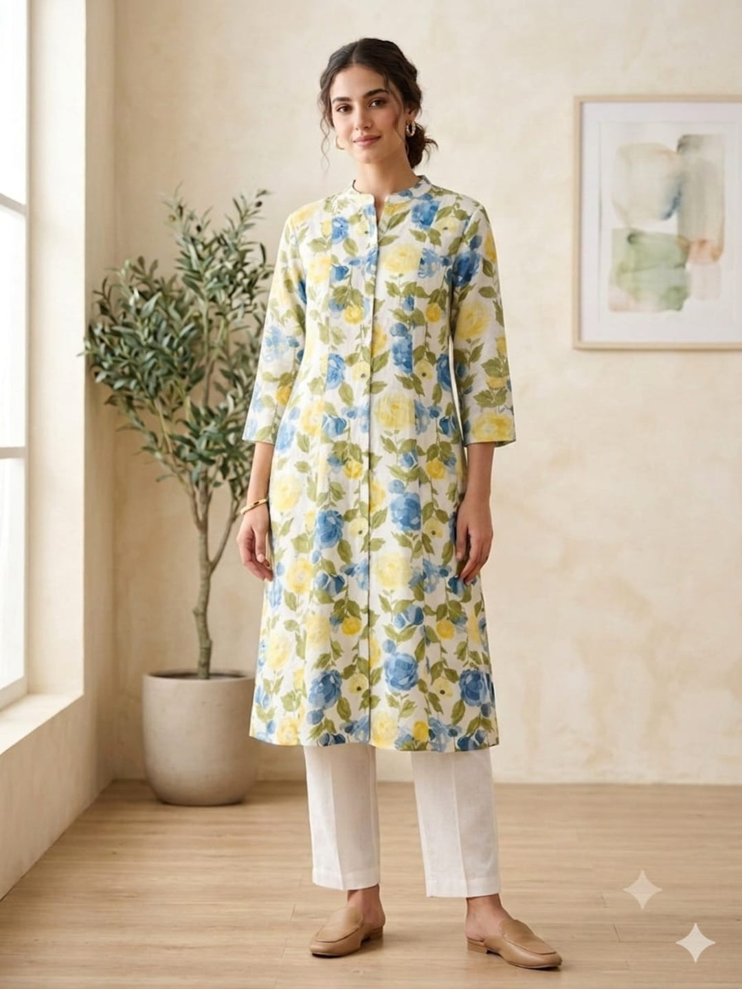 Silakaari Imara Floral Printed Cotton A-Line Kurti