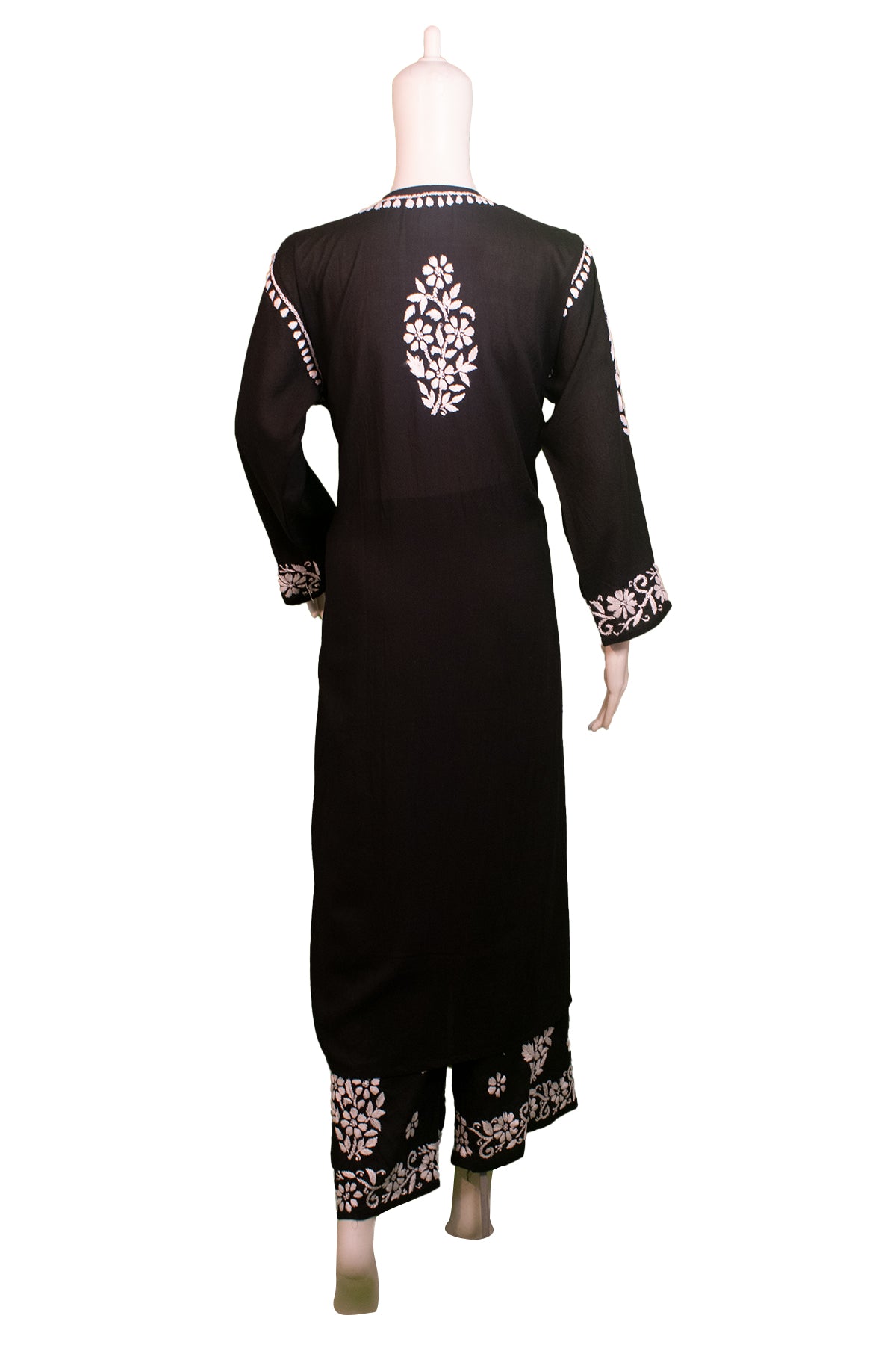 Silakaari Women's Pure Modal Lucknowi Premium Kurti Palazzo Set