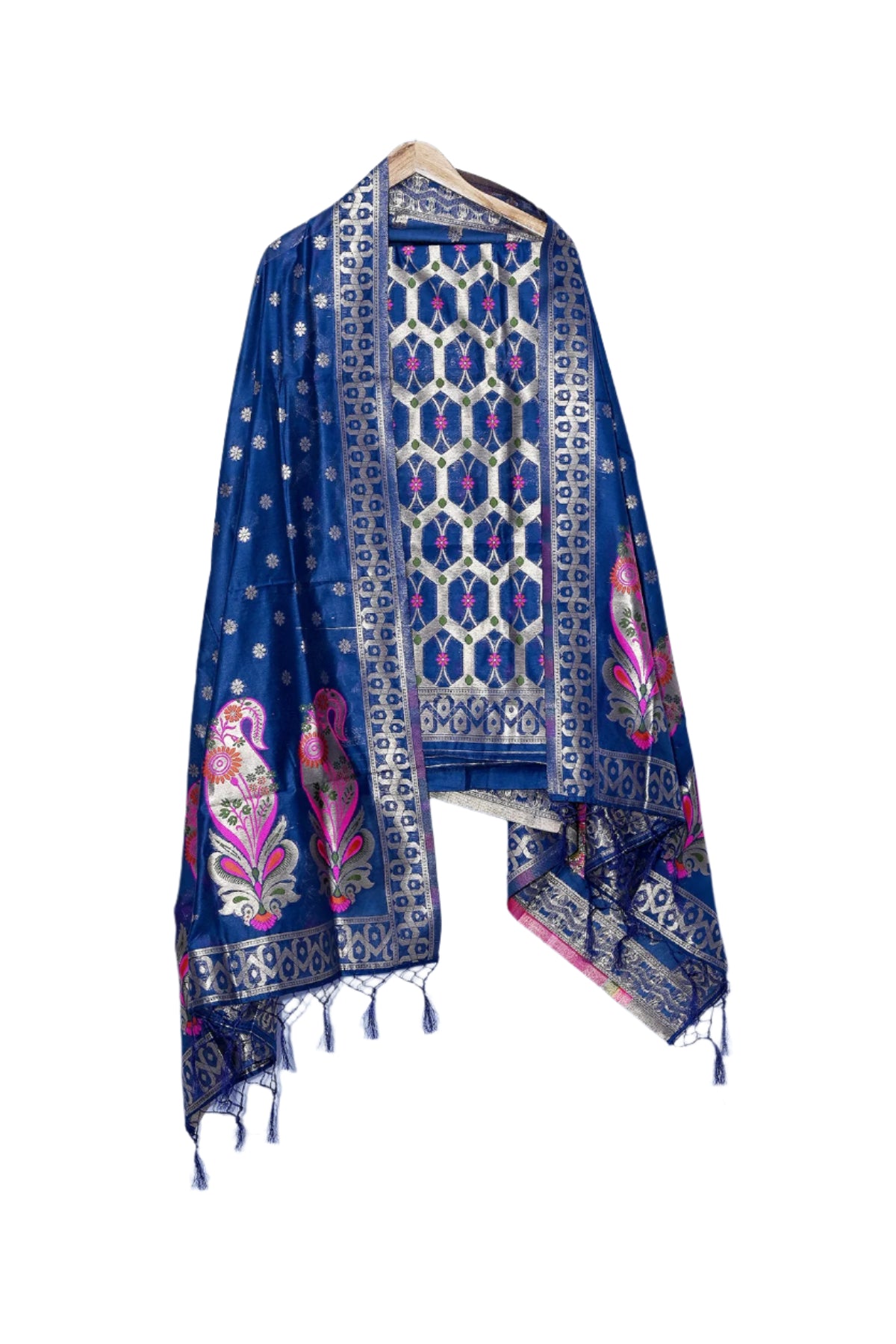 Silakaari Women's Heavy Zari Work Unstitched Dress Material