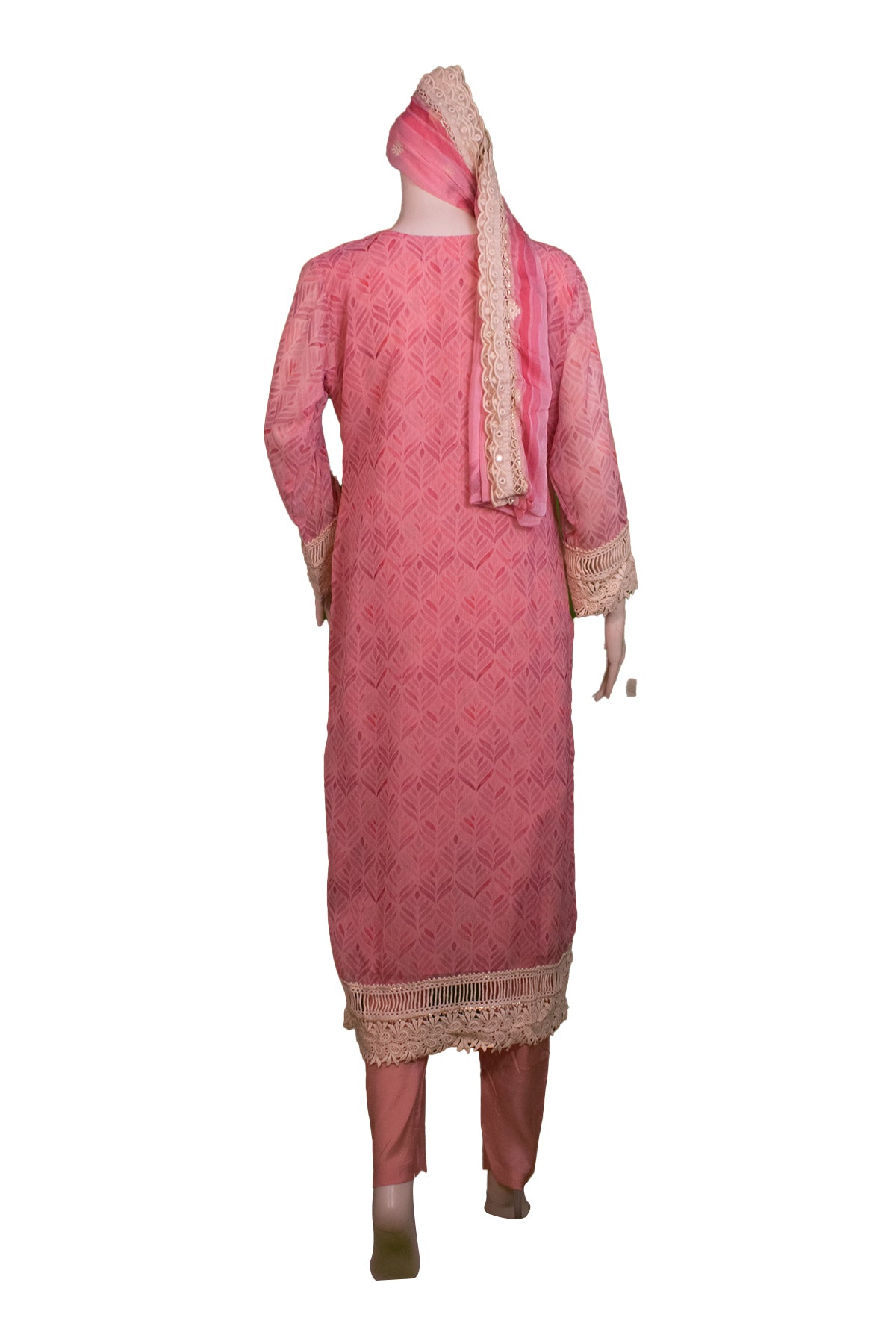 Silakaari Women's Floral Pure Georgette Heavy Lacy Designer Ready-Made Karachi Dress