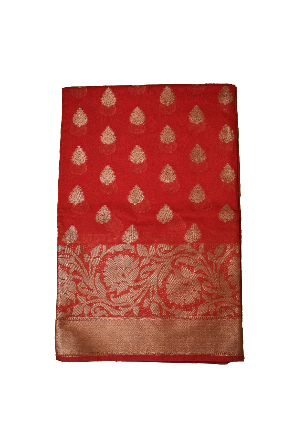 Silakaari Women's Red Golden Heavy Border Banarasi Silk Saree