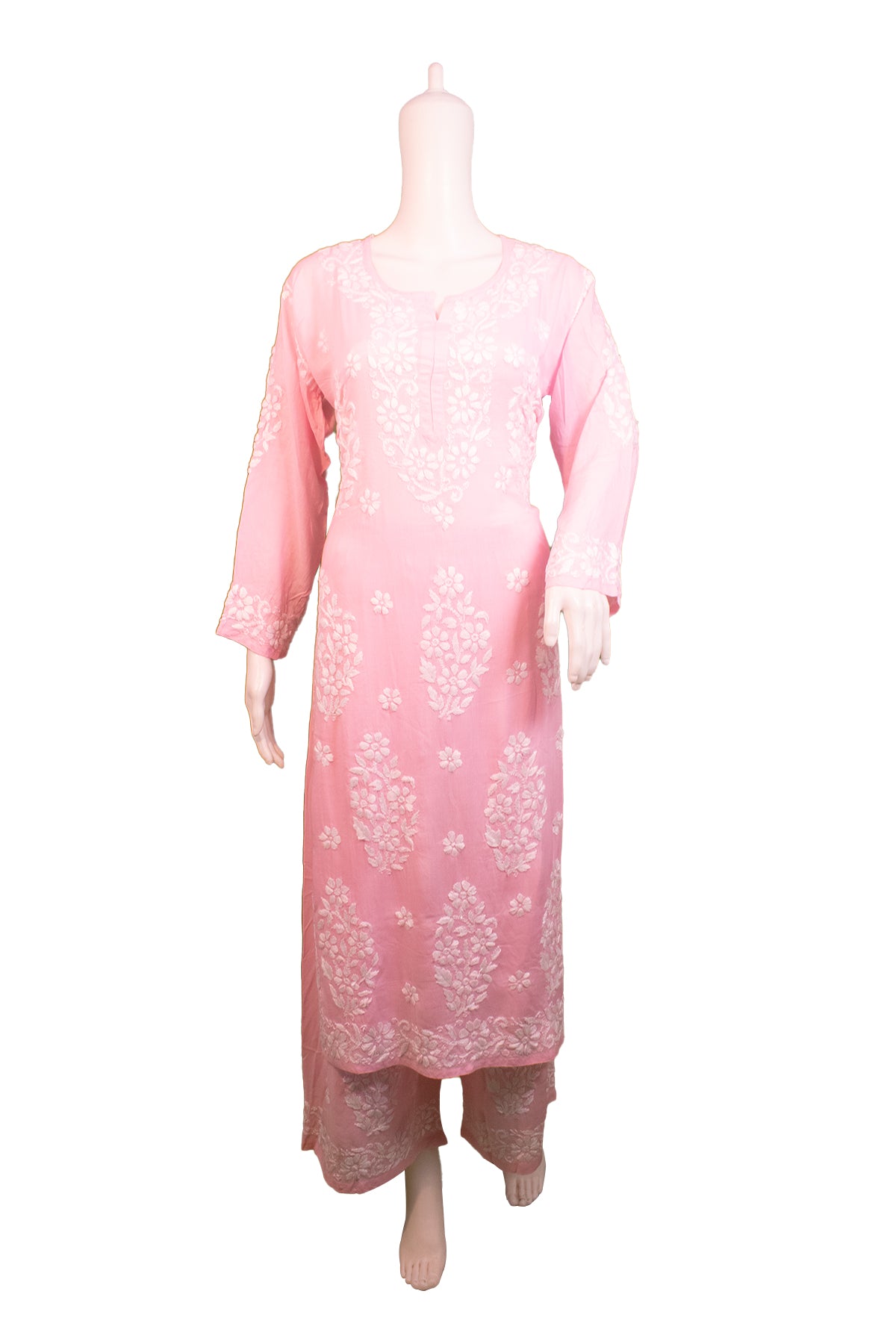 Silakaari Women's Pure Modal Lucknowi Premium Kurti Palazzo Set