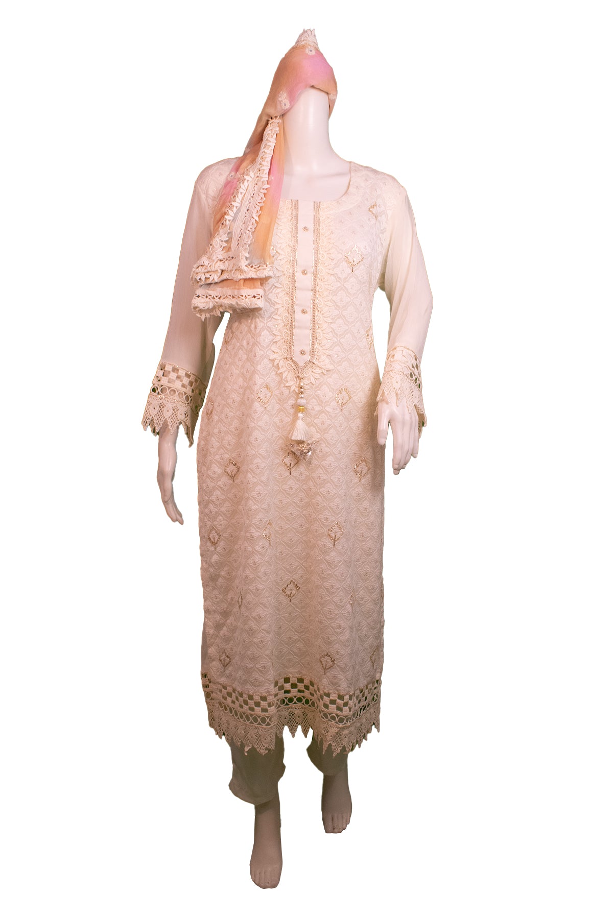 Silakaari Women's Pure Georgette Fancy Latkan Gota Sequin Karachi Readymade Dress