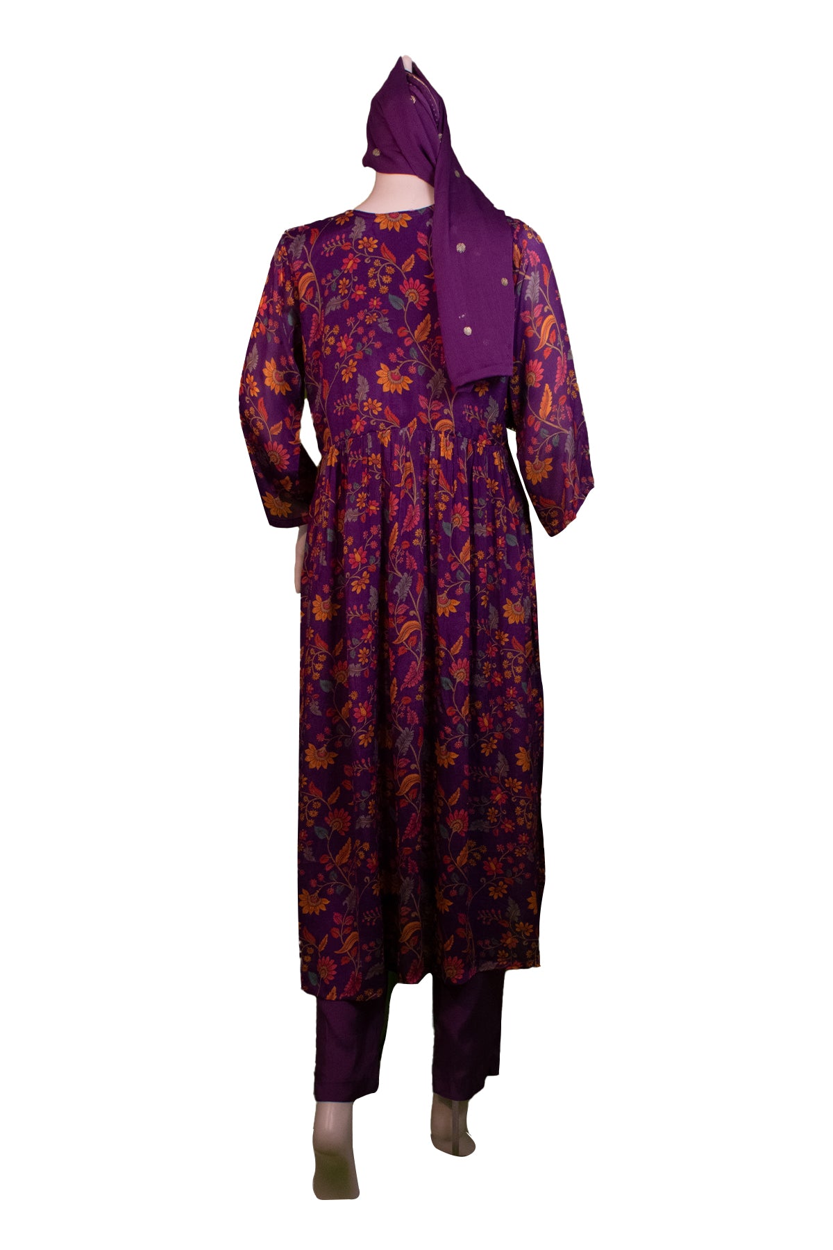 Silakaari Women's Mirror Work Chinon Alia Cut Pure Hand work Salwar Kameez Dupatta Set