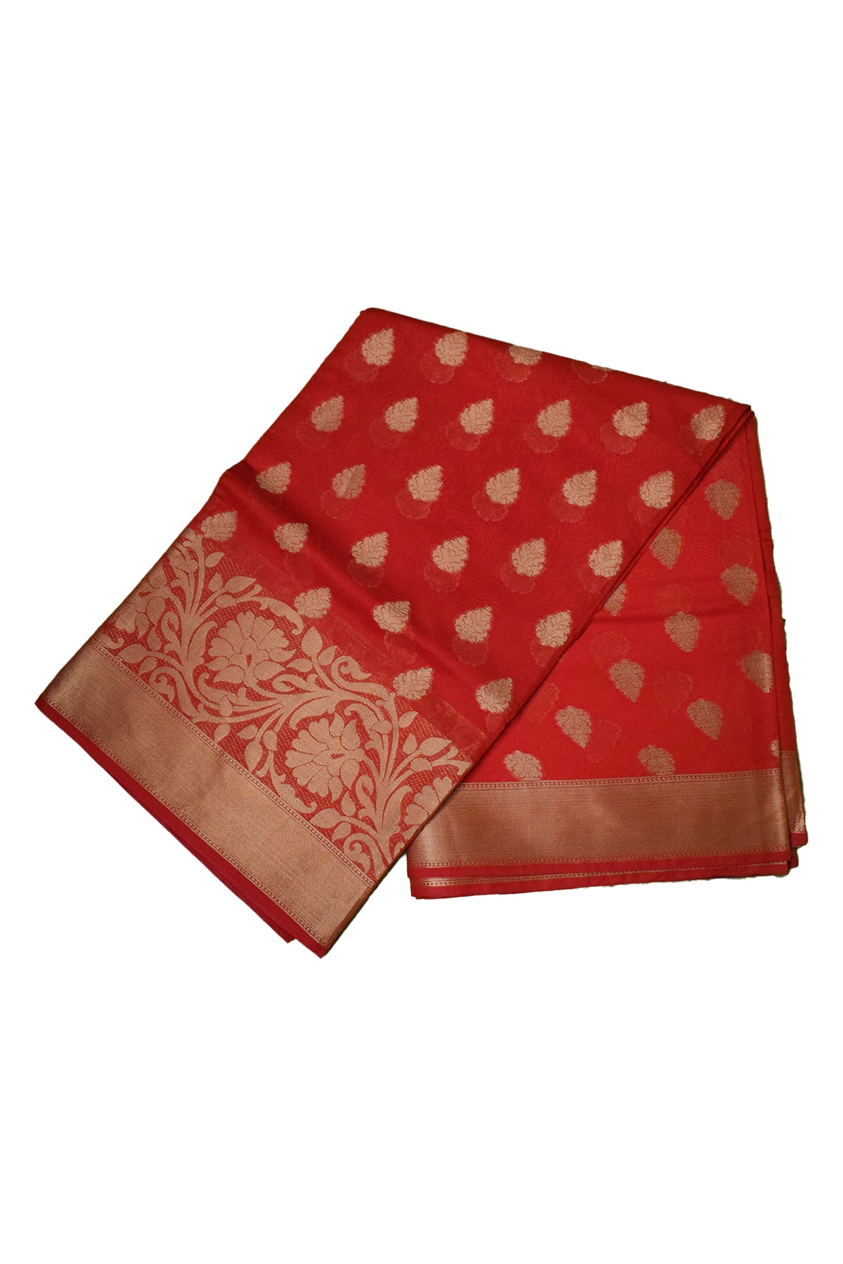 Silakaari Women's Red Golden Heavy Border Banarasi Silk Saree