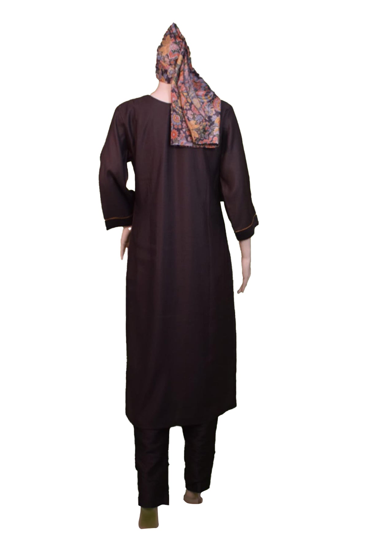 Silakaari Women's Dark Grey Heavy Zari Resham Digital Printed Dupatta Kurti Pant Set