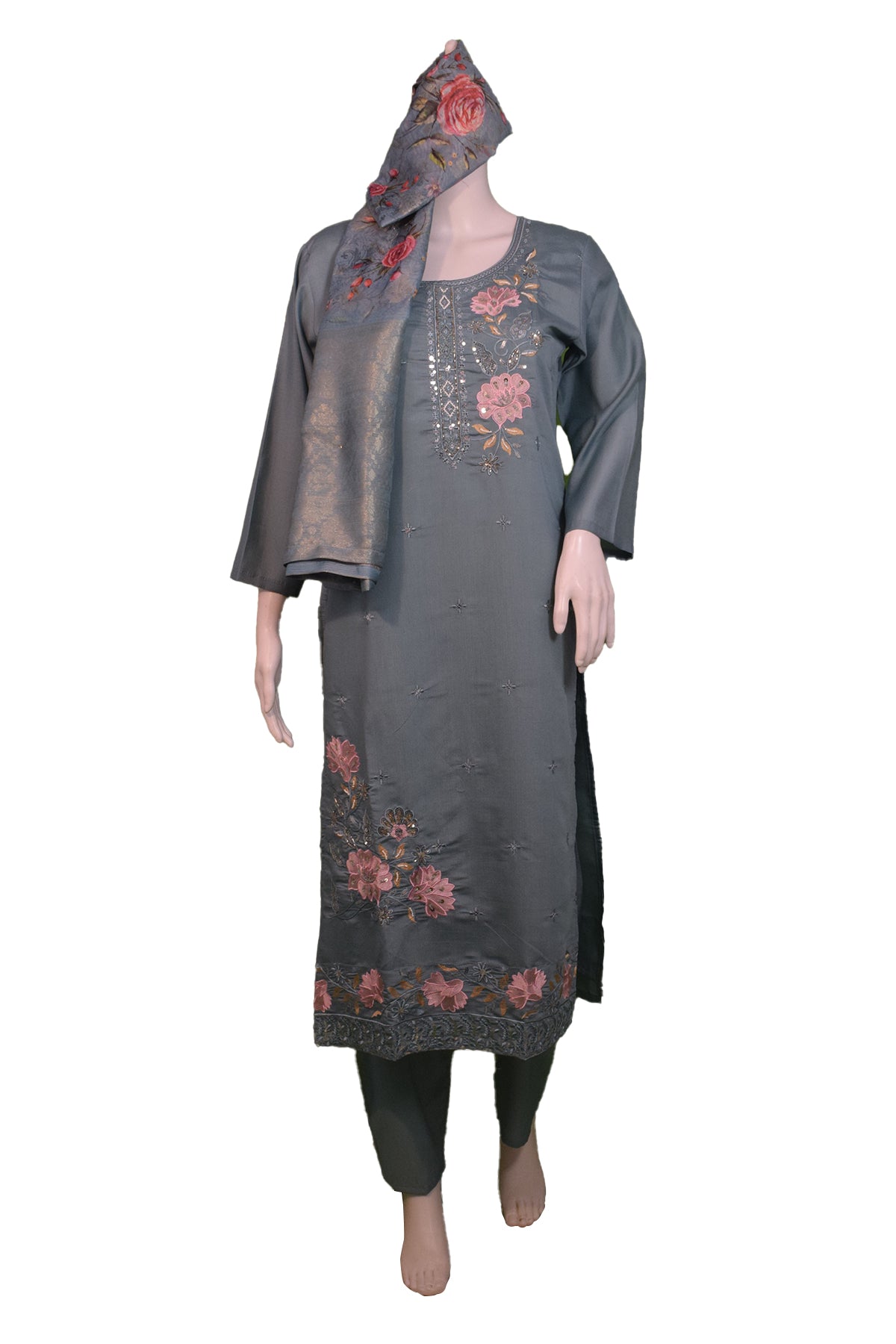 Silakaari Women's Heavy Hand Work Dola Silk Set With Fancy Banarasi Dupatta