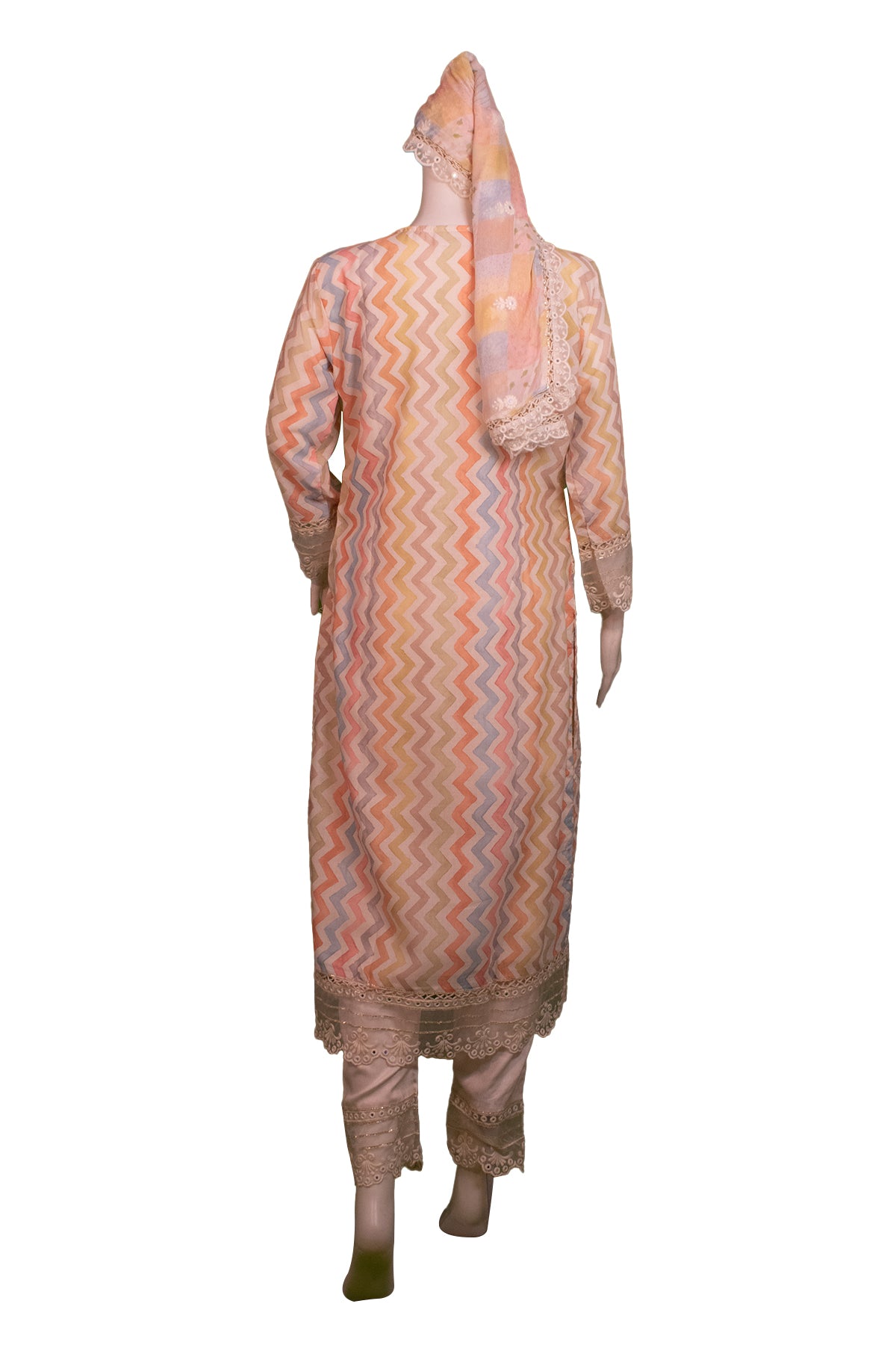 Silakaari Women's Zigzag Pure Cotton Mirror Gota Ready-made Dress