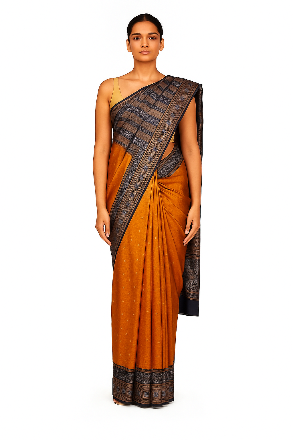 Silakaari Mustard-Blue Zari Banarasi Tilfi Handloom Saree