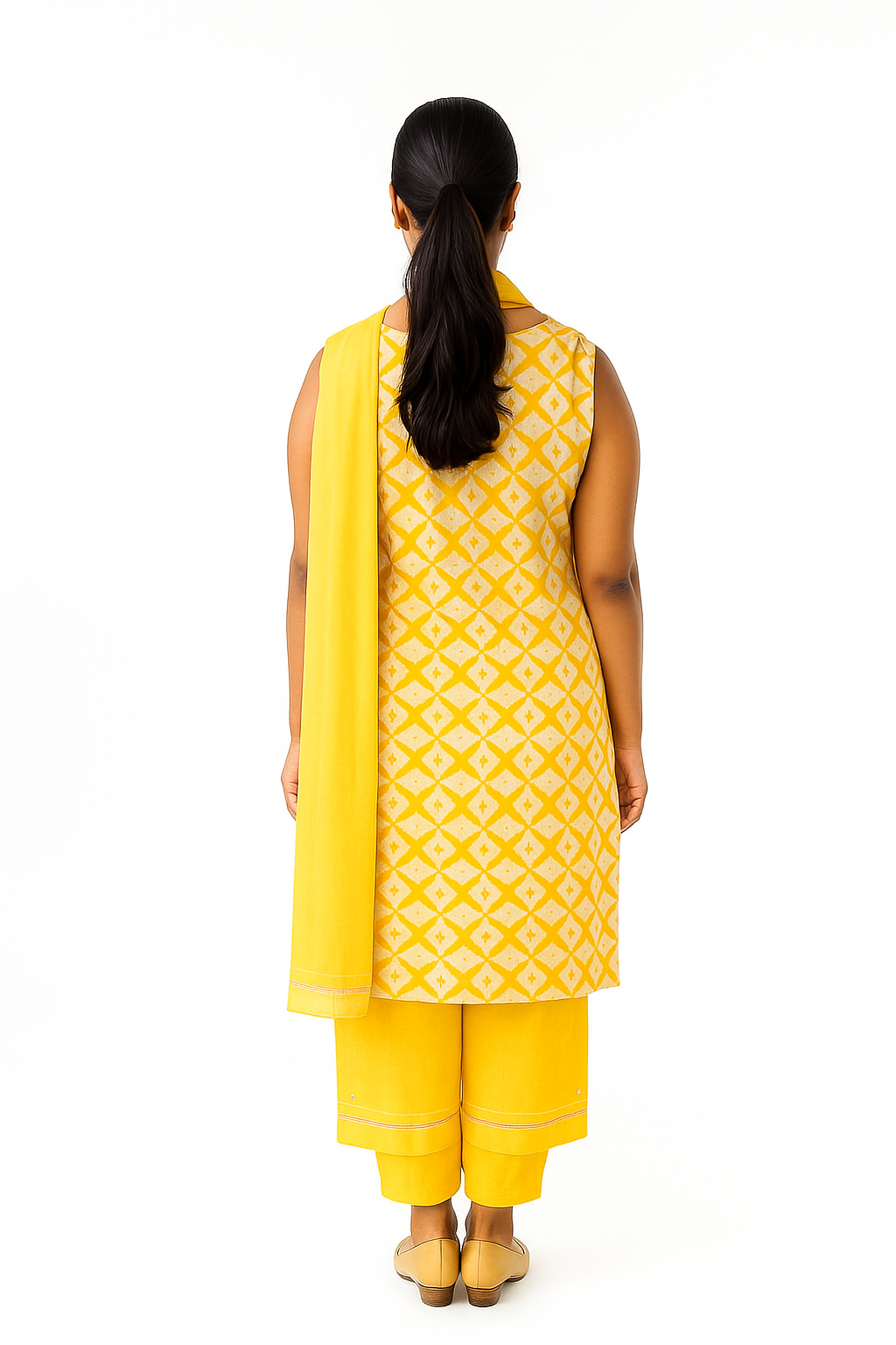 Silakaari Dhani Beige-White Patch Super Delux Premium Lucknowi Unstitched Dress Material
