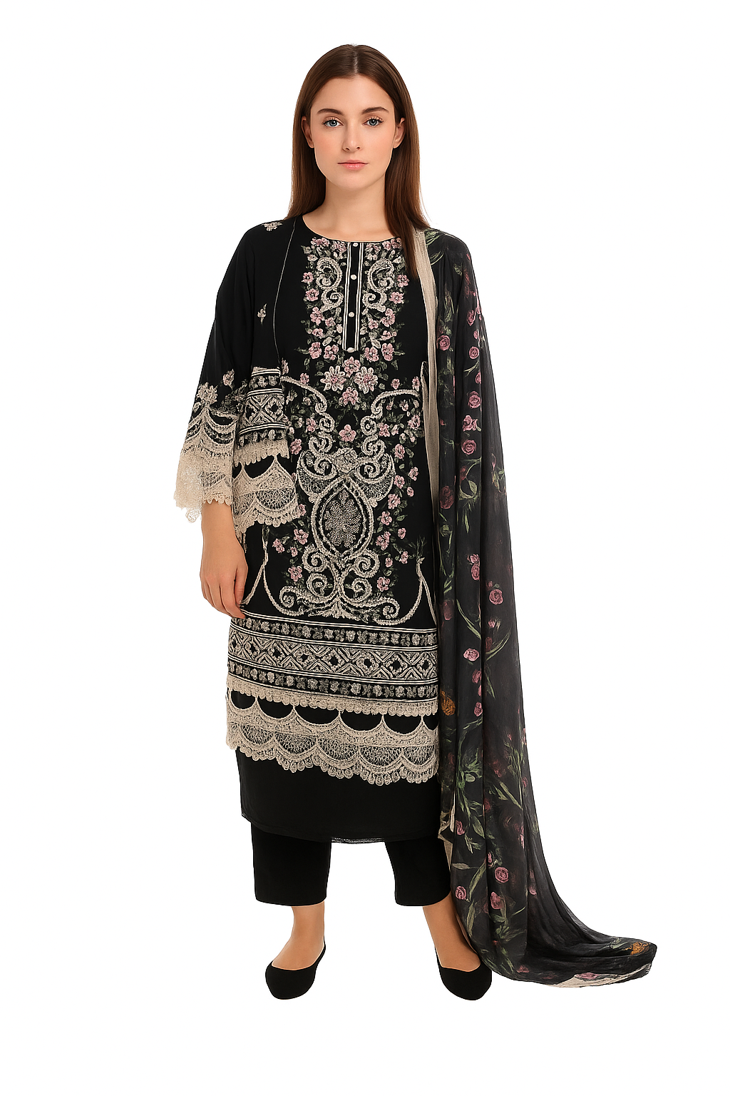Silakaari Aarzoo Pure Lawn Heavy Embroidery Panel Cut Work Unstitched Suits