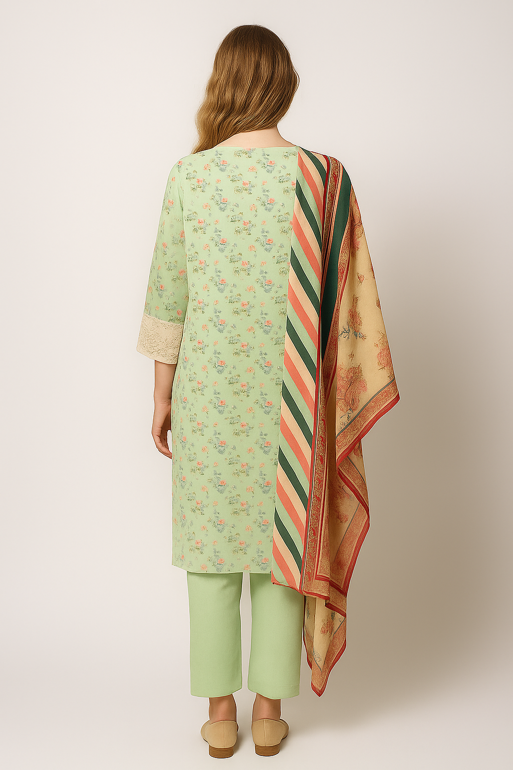 Silakaari Nawazish Pista Green Pure Lawn Chikan Cut Work Fancy Unstitched Suits