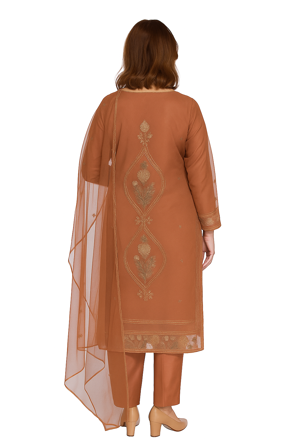 Silakaari Alfaaz Brown Pure Organza Heavy Dimond Embroidery Unstitched Suits