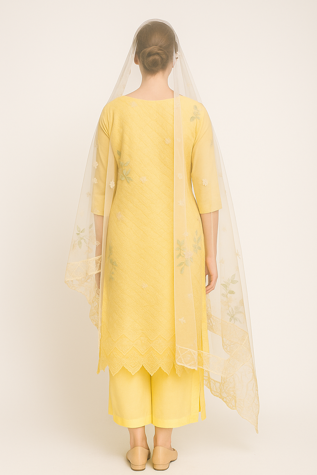 Silakaari Noorani Pure Lawn Beige Heavy Embroidery Organza Patch Work Unstitched Suits