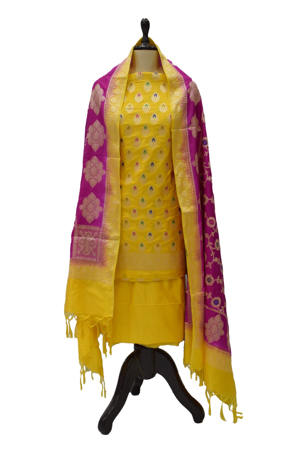 Silakaari Women's Plus Size Zari Banarasi Silk Unstitched Dress Material