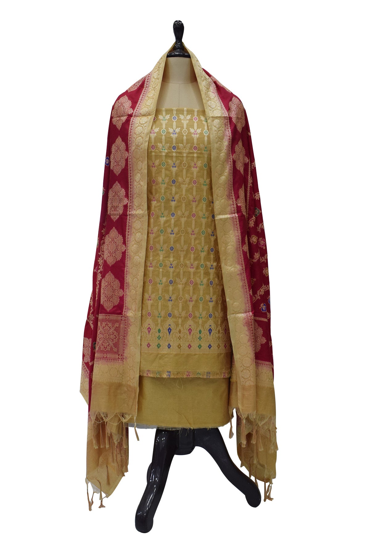 Silakaari Women's Plus Size Zari Banarasi Silk Unstitched Dress Material