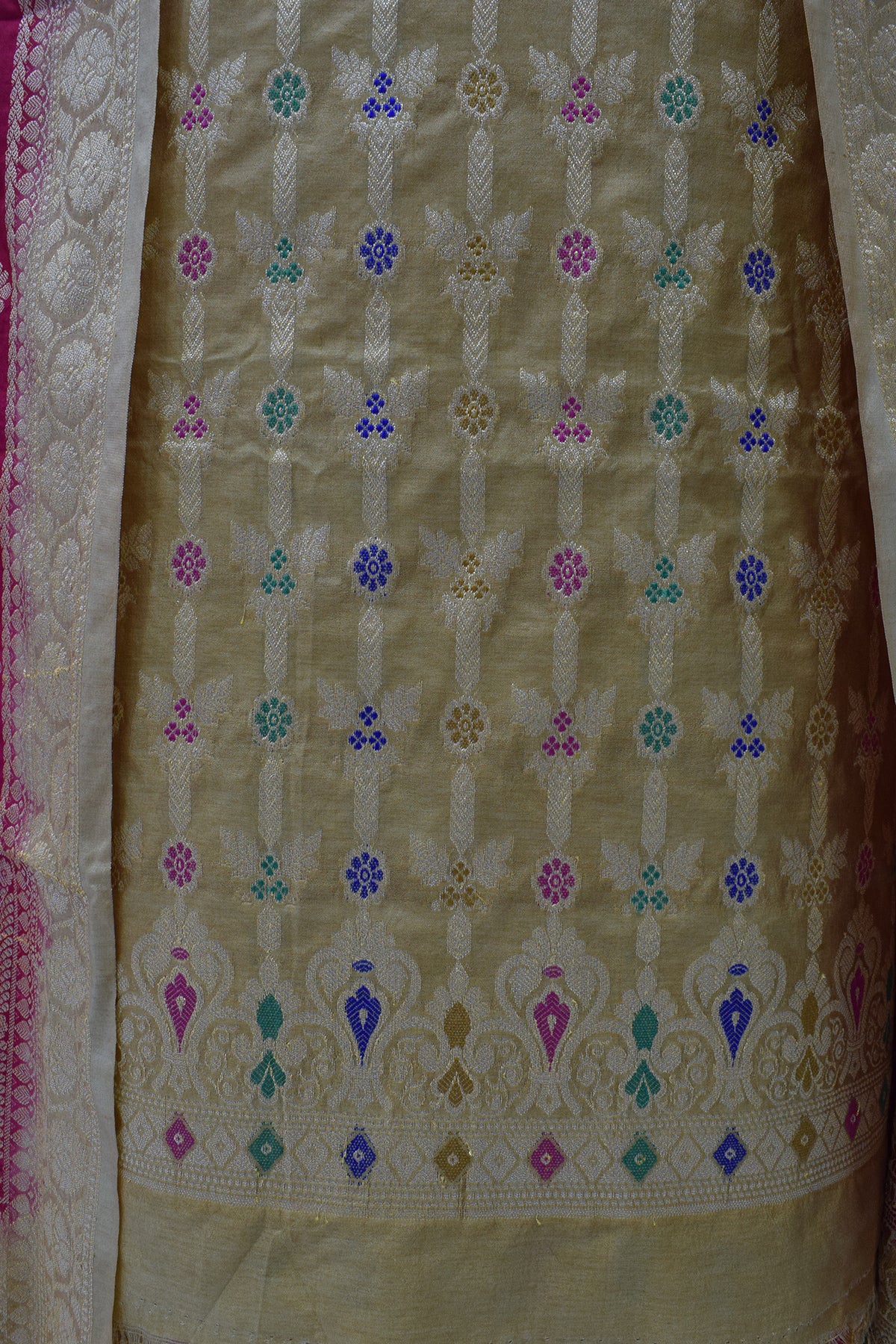 Silakaari Women's Plus Size Zari Banarasi Silk Unstitched Dress Material