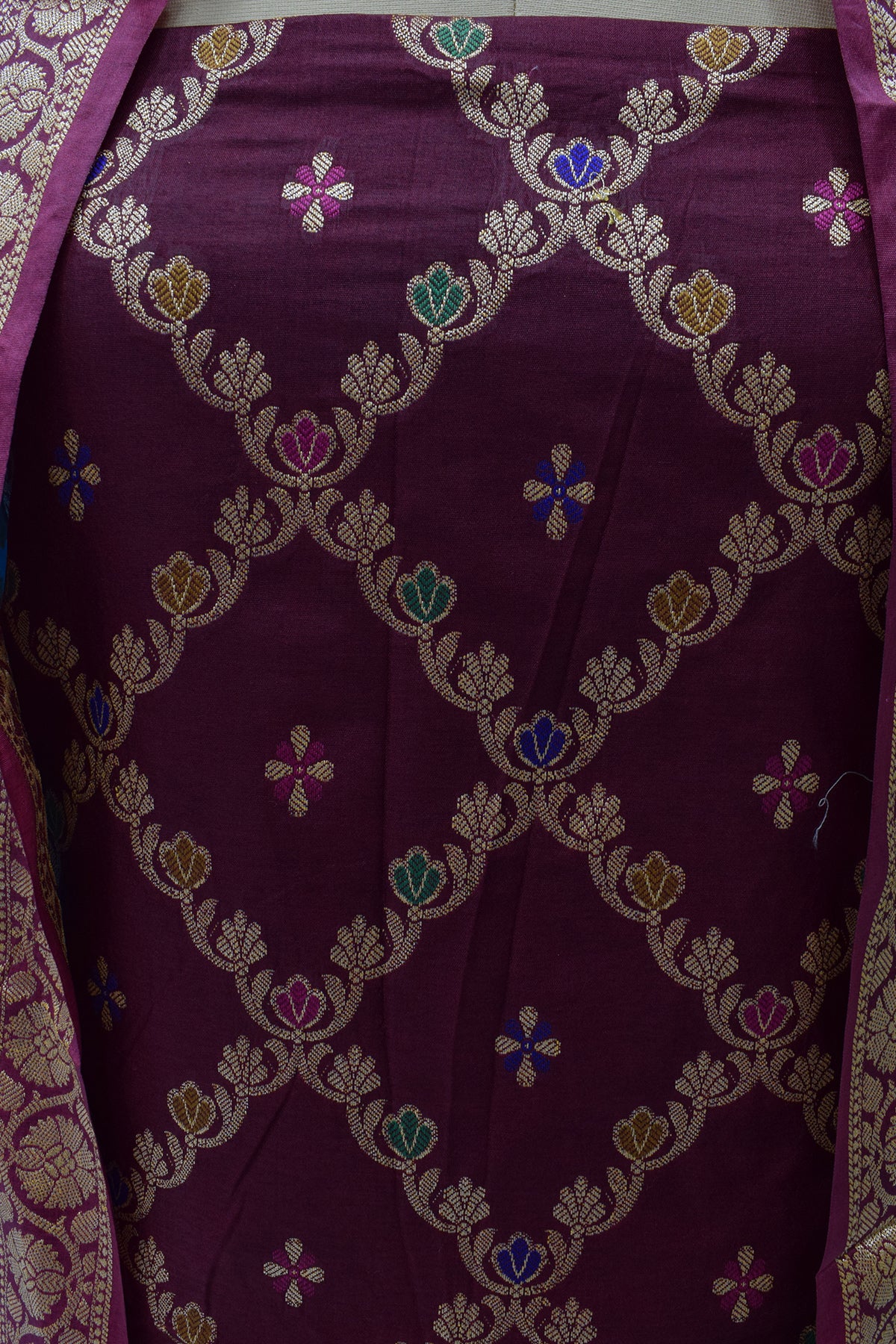 Silakaari Women's Plus Size Zari Banarasi Silk Unstitched Dress Material