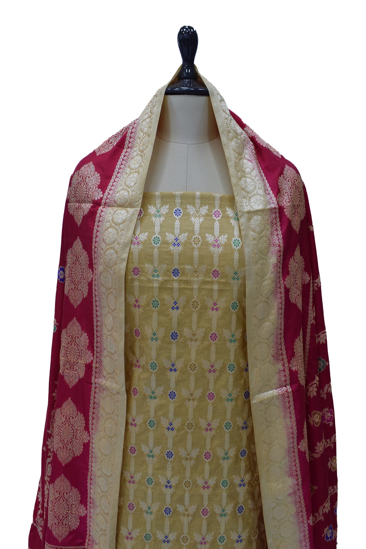 Silakaari Women's Plus Size Zari Banarasi Silk Unstitched Dress Material