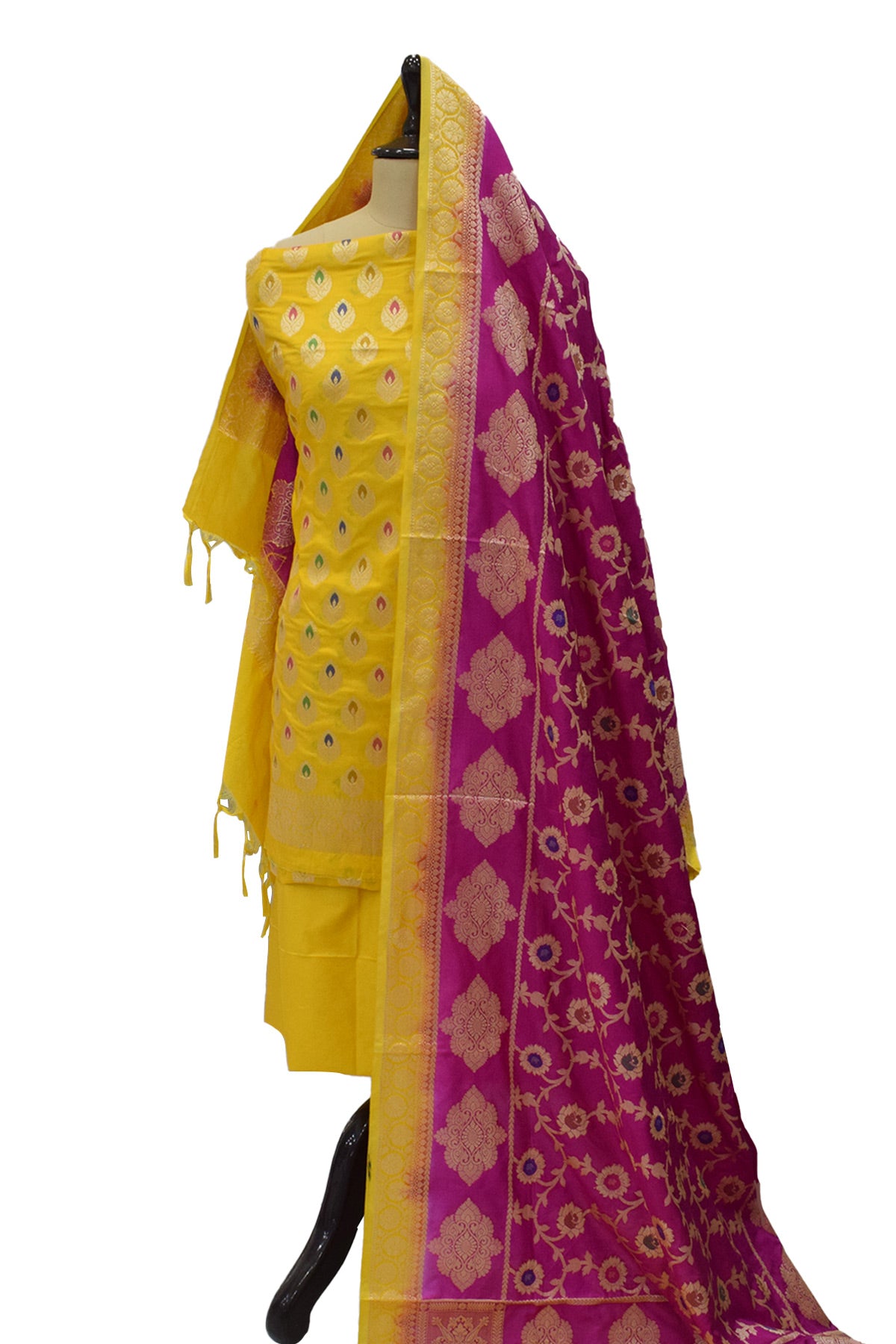 Silakaari Women's Plus Size Zari Banarasi Silk Unstitched Dress Material