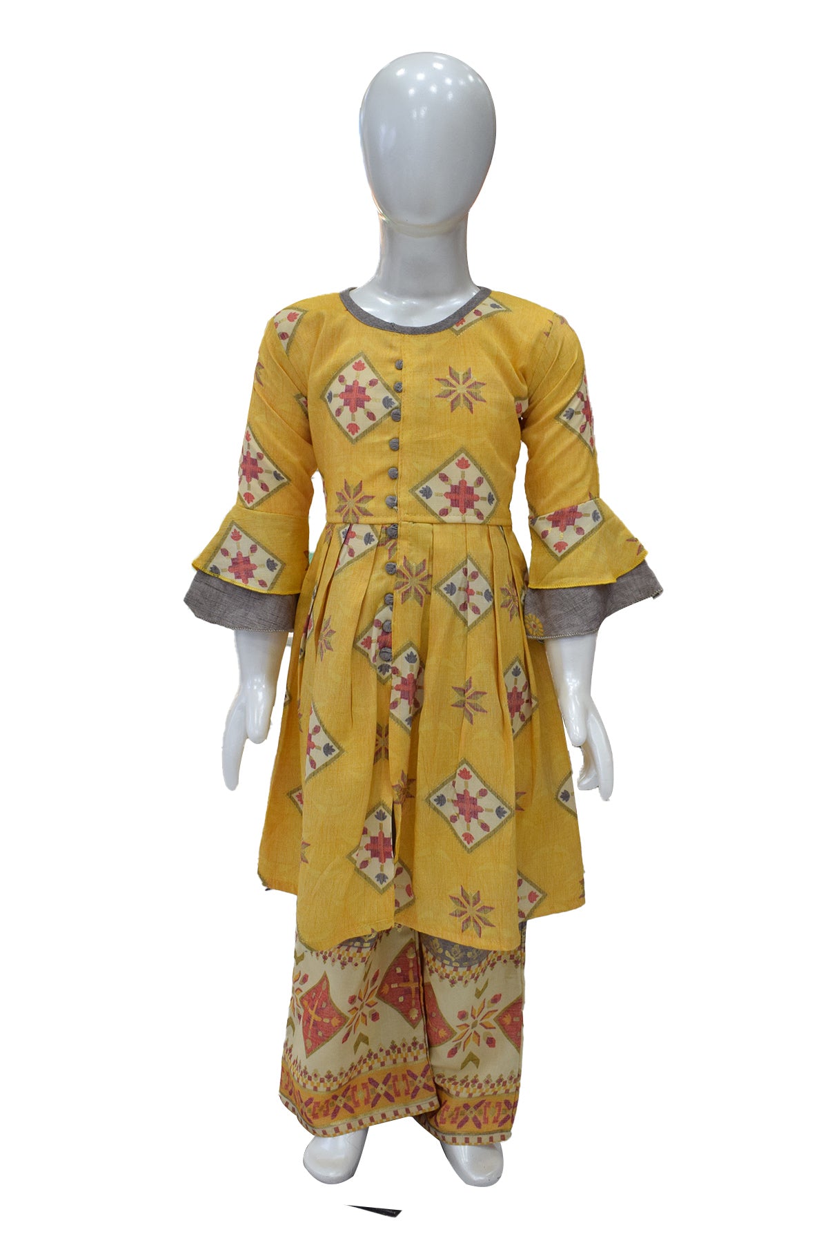 Silakaari Kids Bell Sleeve Foil Printed Palazzo Set For Girls