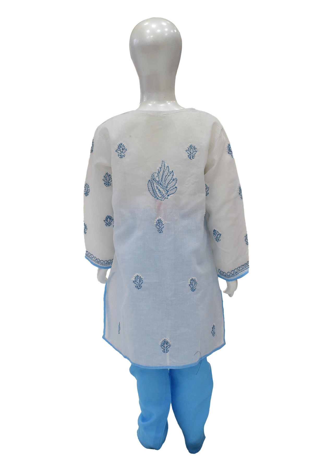 Silakaari Kids Pure Cotton Chikan Lucknowi Kurta Pajama Set For Girls