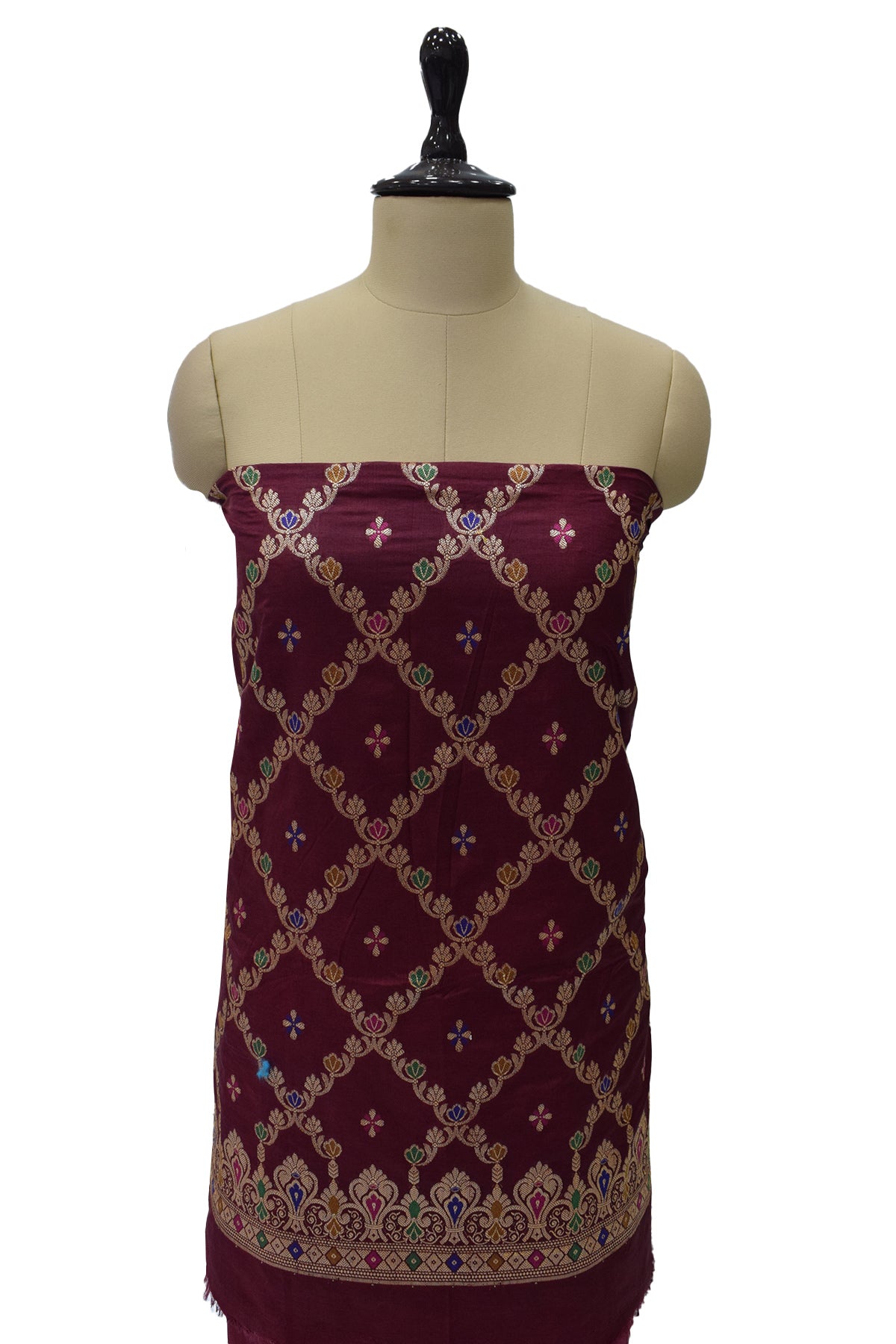 Silakaari Women's Plus Size Zari Banarasi Silk Unstitched Dress Material