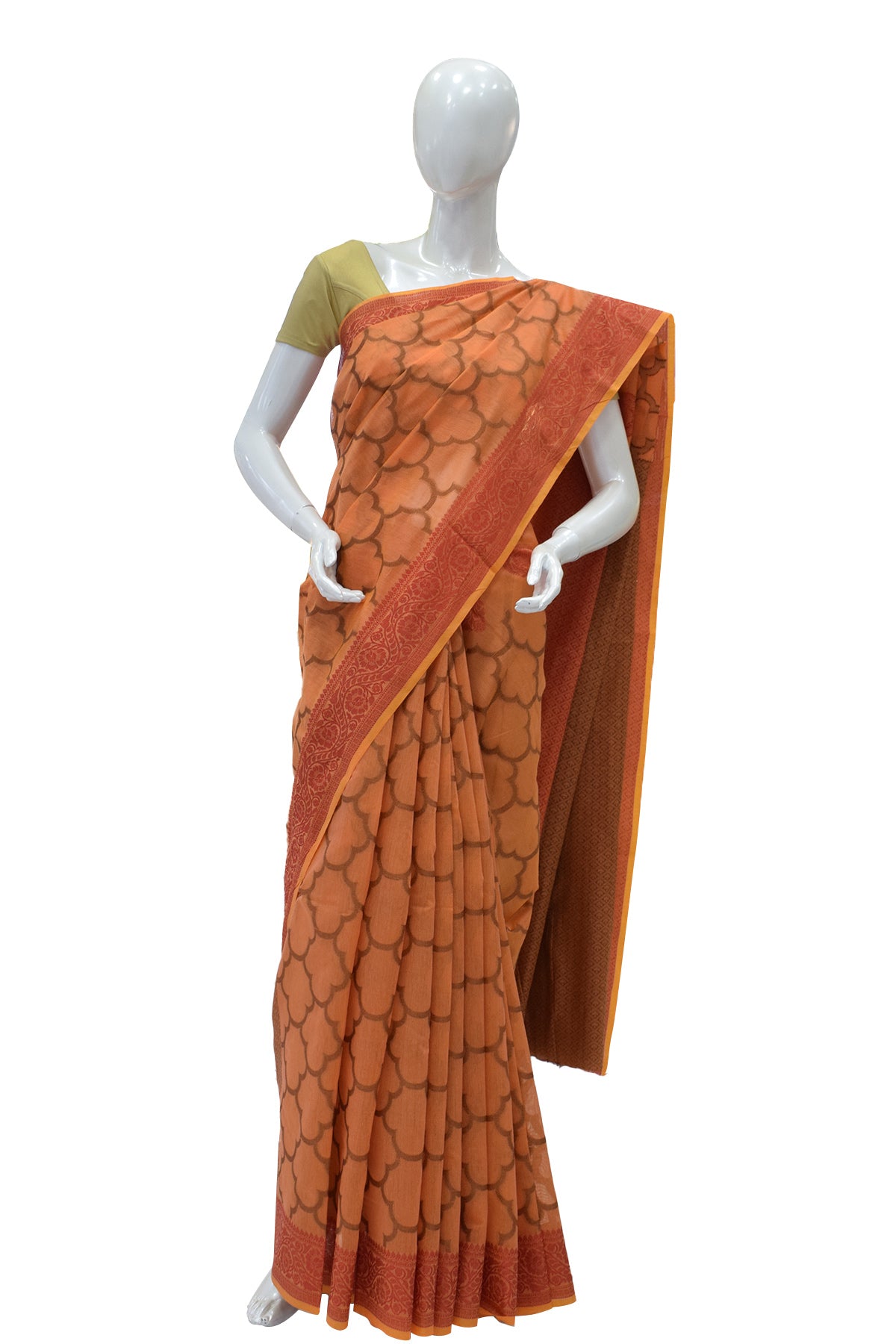 Silakaari Women's Cotton Butta Jaal Work Banarasi saree