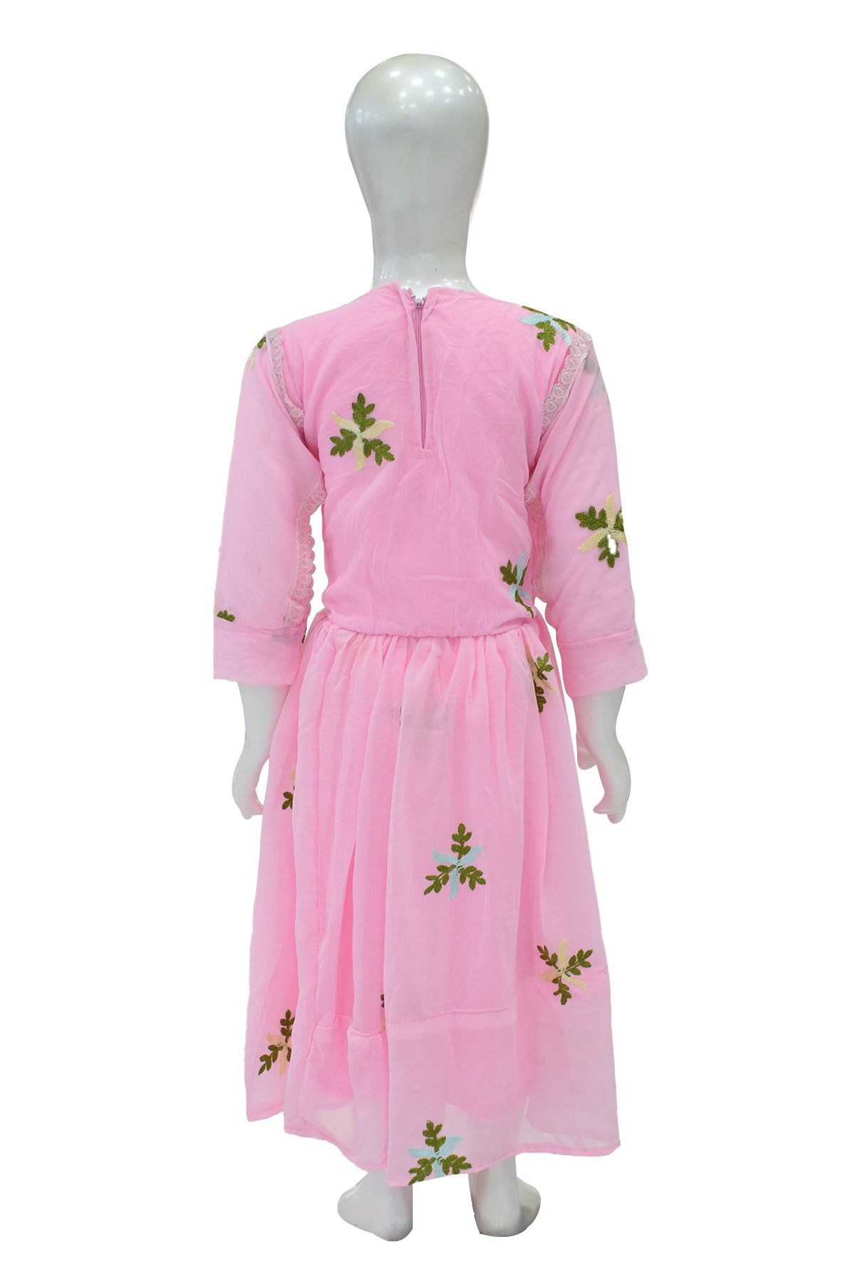 Silakaari Kids Pink Pearl Dress Floral Printed Cinderella Frock For Girls