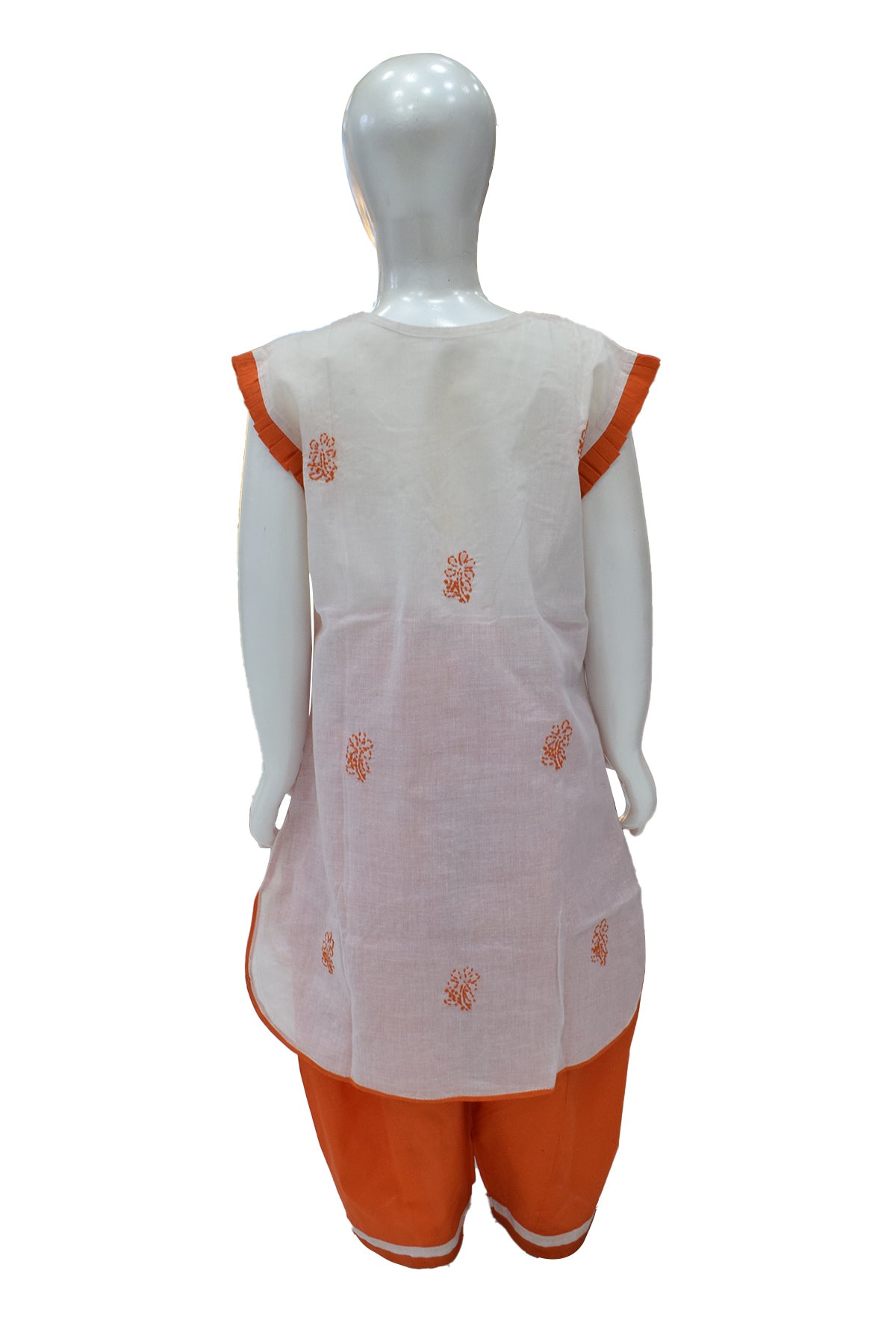 Silakaari Kids Pure Cotton Chikan Lucknowi Kurta Pajama Set For Girls