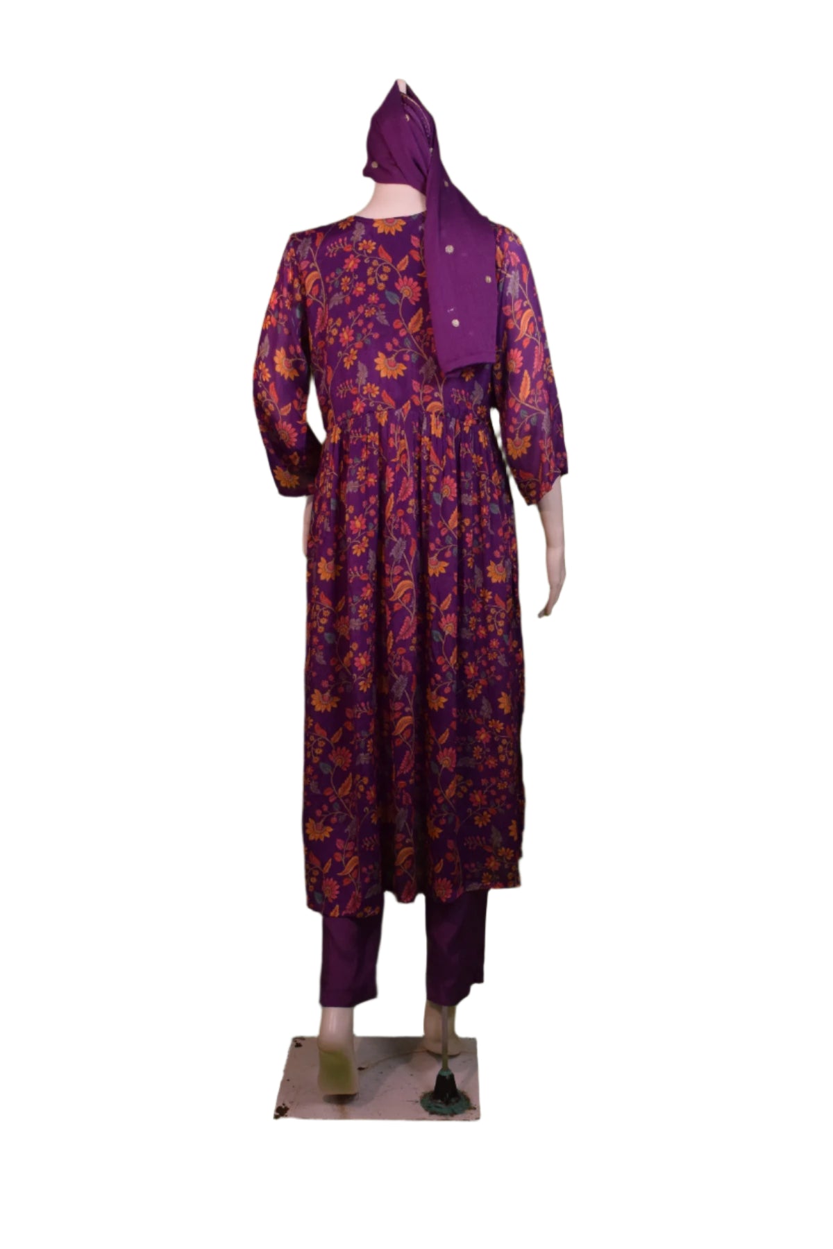 Silakaari Women's Mirror Work Chinon Alia Cut Pure Hand work Salwar Kameez Dupatta Set
