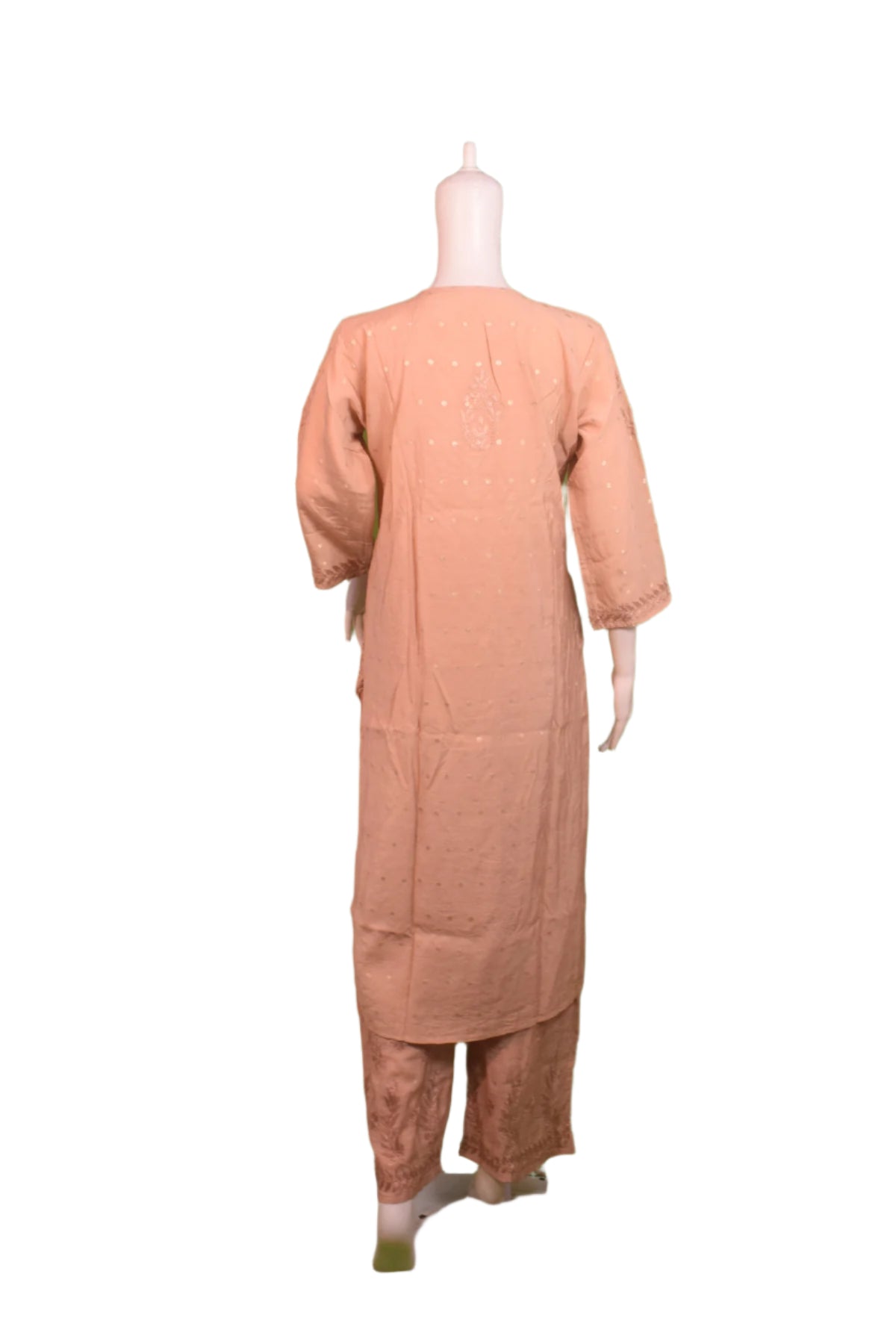 Silakaari Women's Pure Chanderi Golden Dots Kurti Palazzo Premium Lucknowi Set