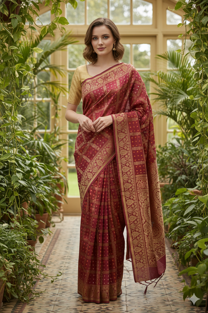 Silakaari Women's Bandhej Printed silk premium Saree