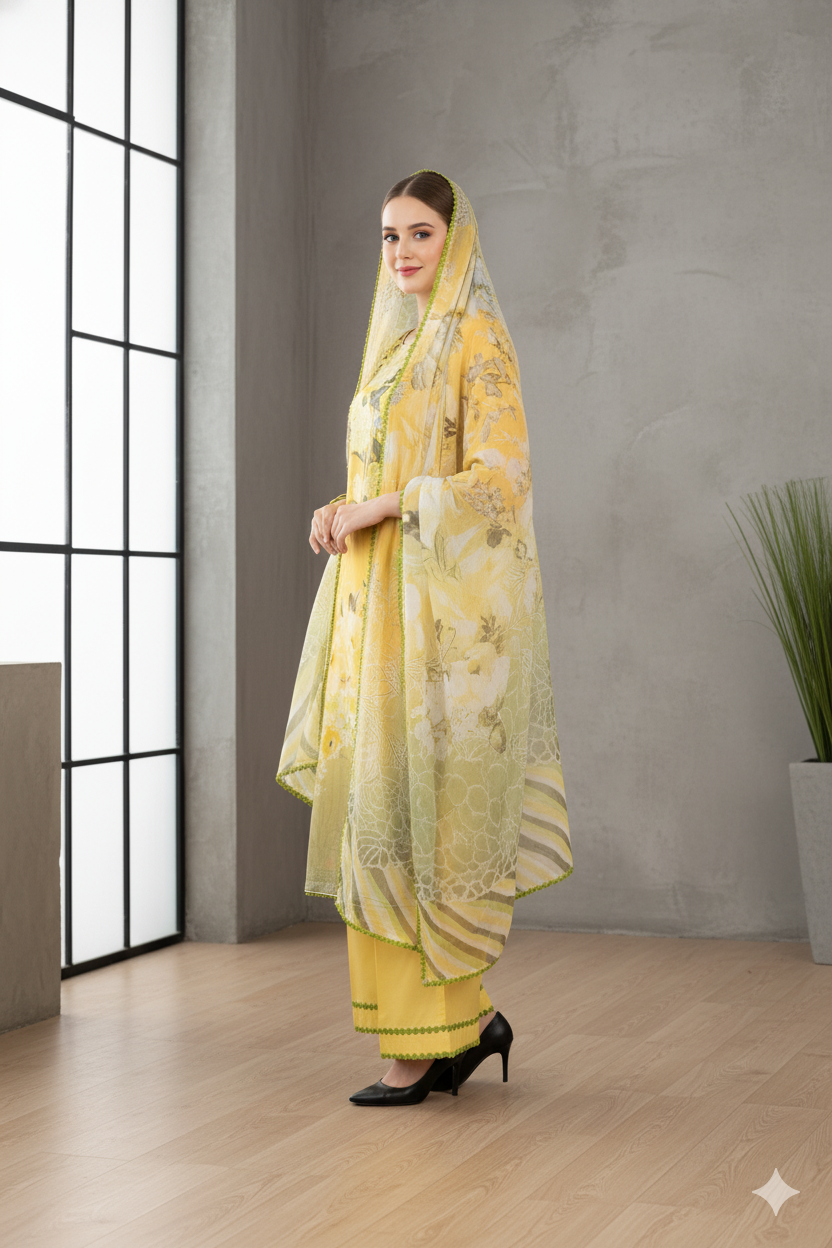 Silakaari Jadeed Pure Lawn PartyWear Organza Heavy Embroidery Ready-Made Dress