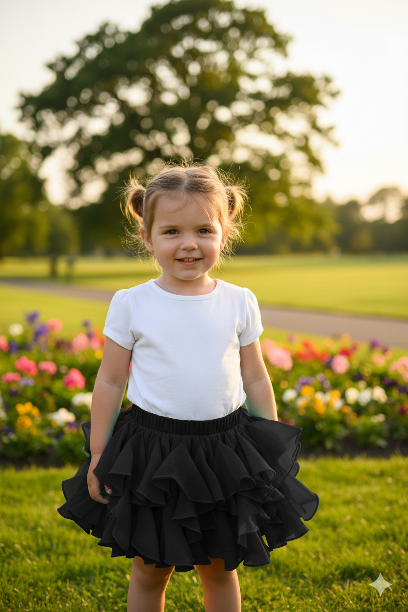 Silakaari Kids Solid Layered Short Skirts For Girls