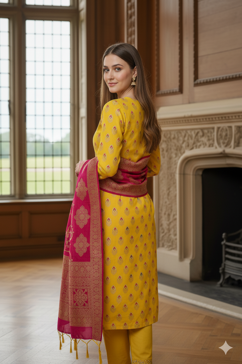 Silakaari Women's Plus Size Zari Banarasi Silk Unstitched Dress Material