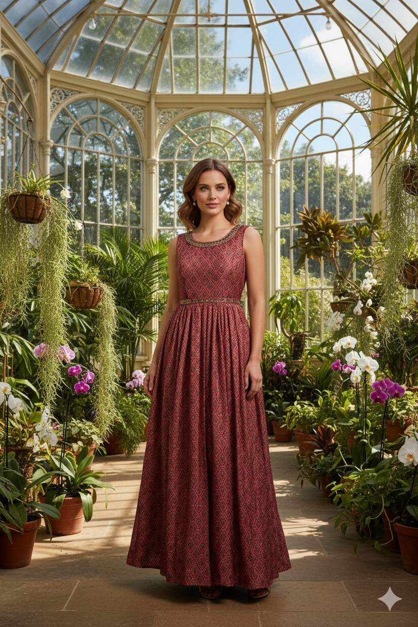 Silakaari Party Wear Brown Designer Ethnic Gown Dress