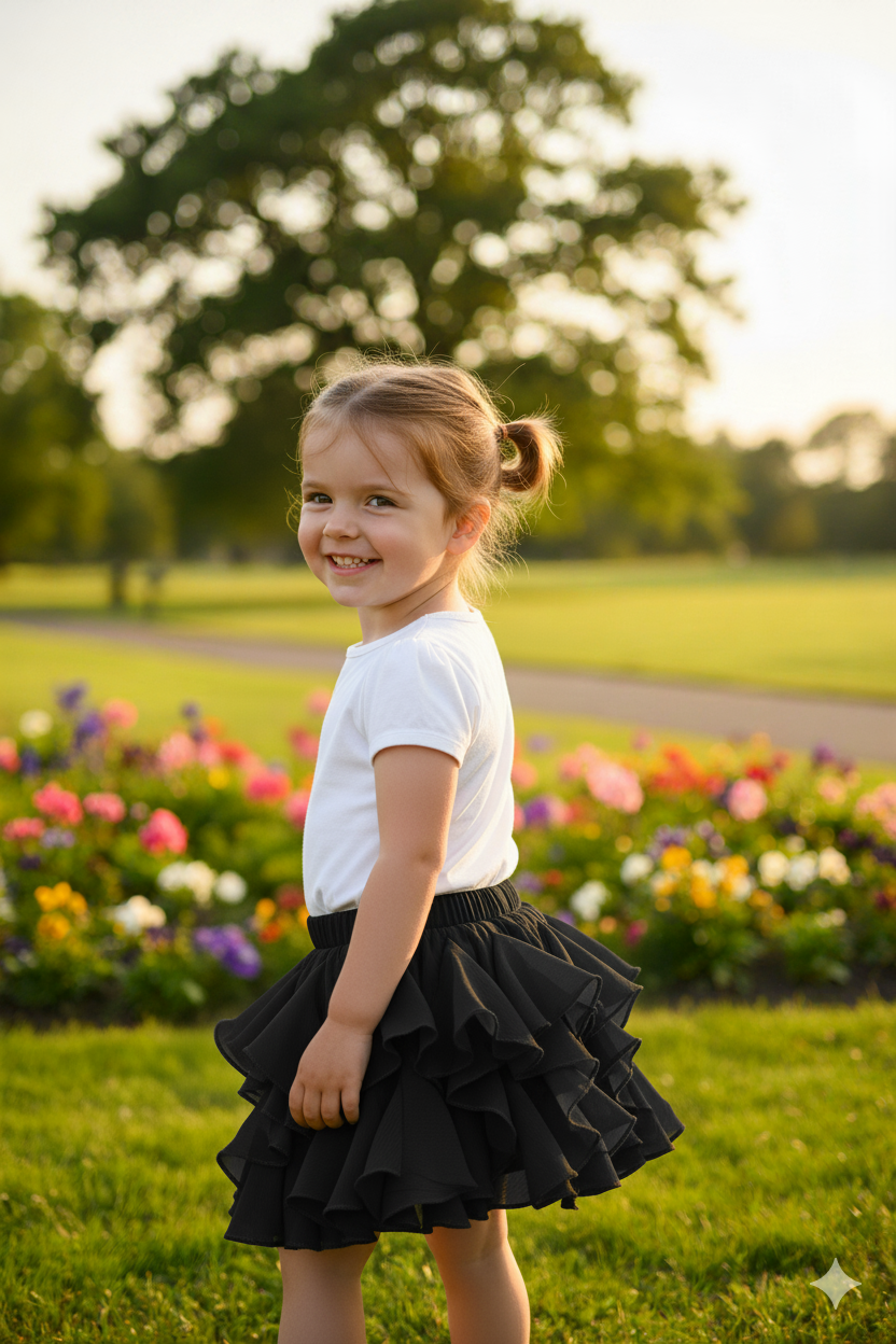 Silakaari Kids Solid Layered Short Skirts For Girls