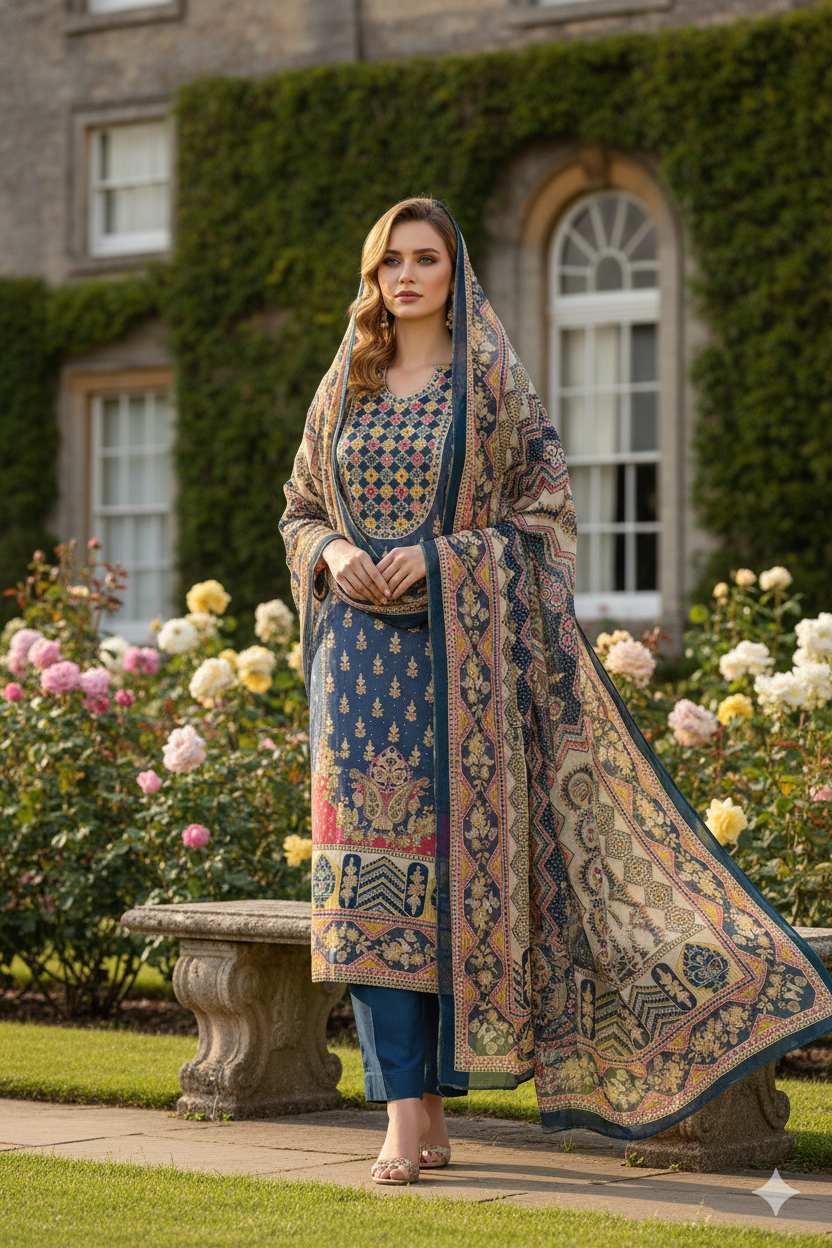 Silakaari Muntazir Pure Muslin Printed Gota patti Unstitched Suits